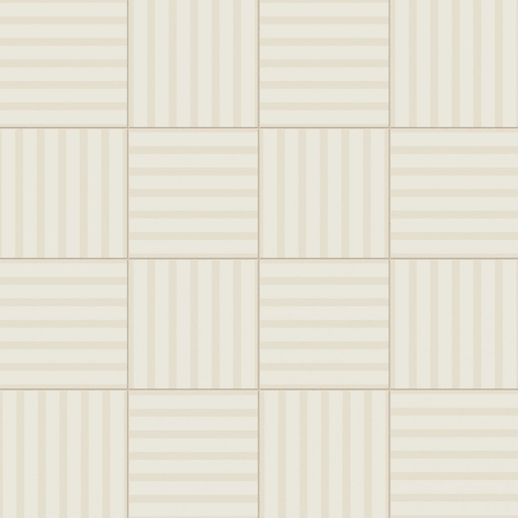 Riley 12x12 Matte Porcelain Tile in Striped Pattern Cream