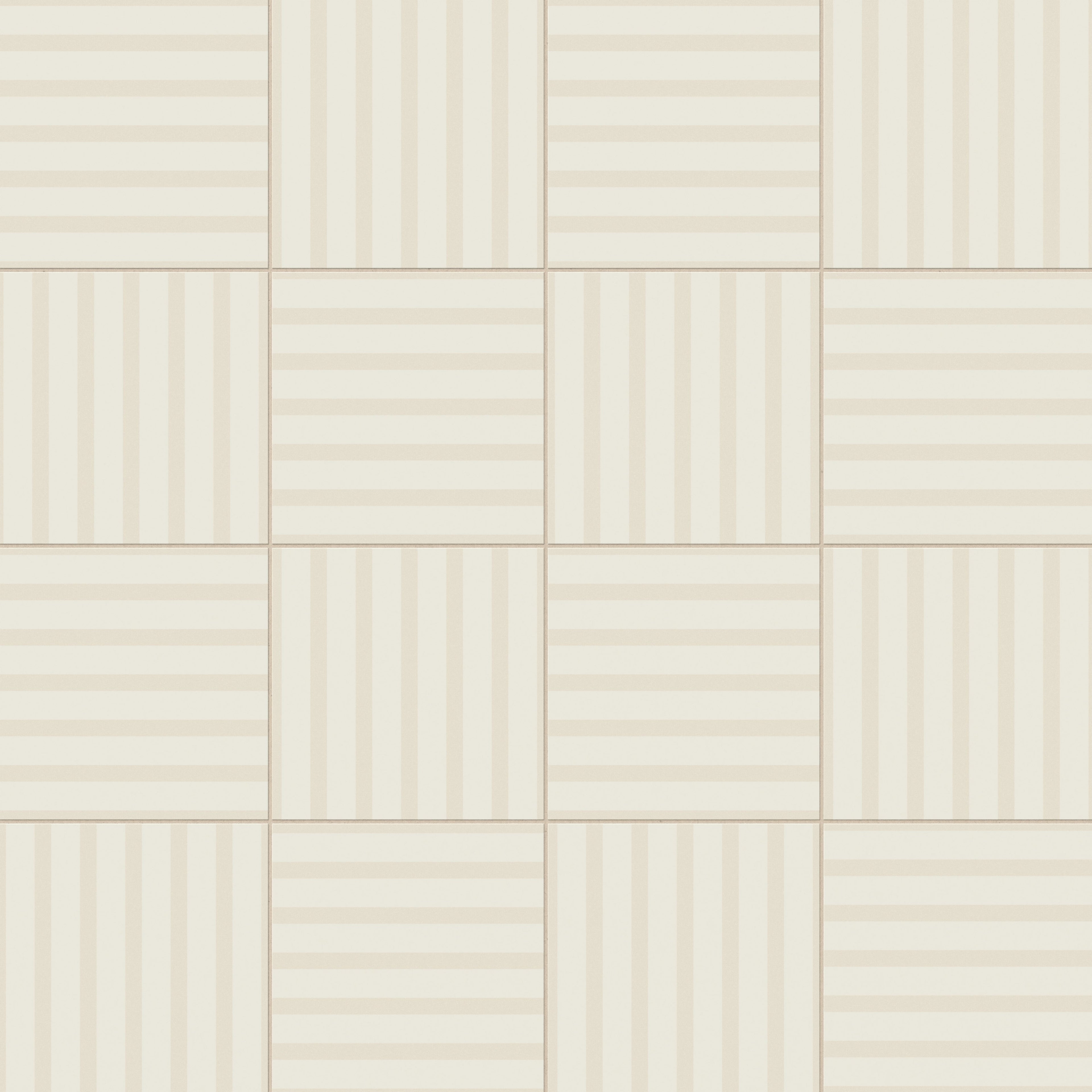 Riley 12x12 Matte Porcelain Tile in Striped Pattern Cream