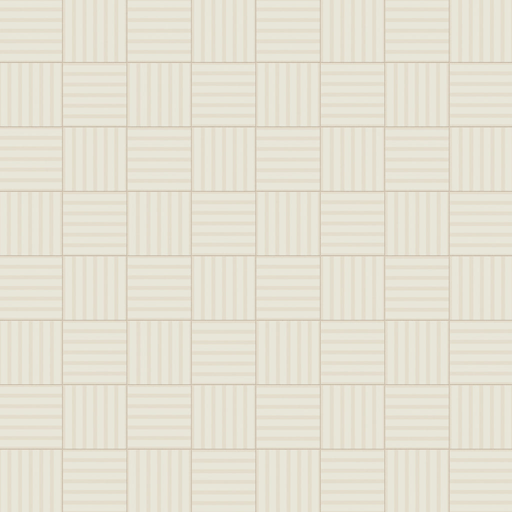 Riley 12x12 Matte Porcelain Tile in Striped Pattern Cream