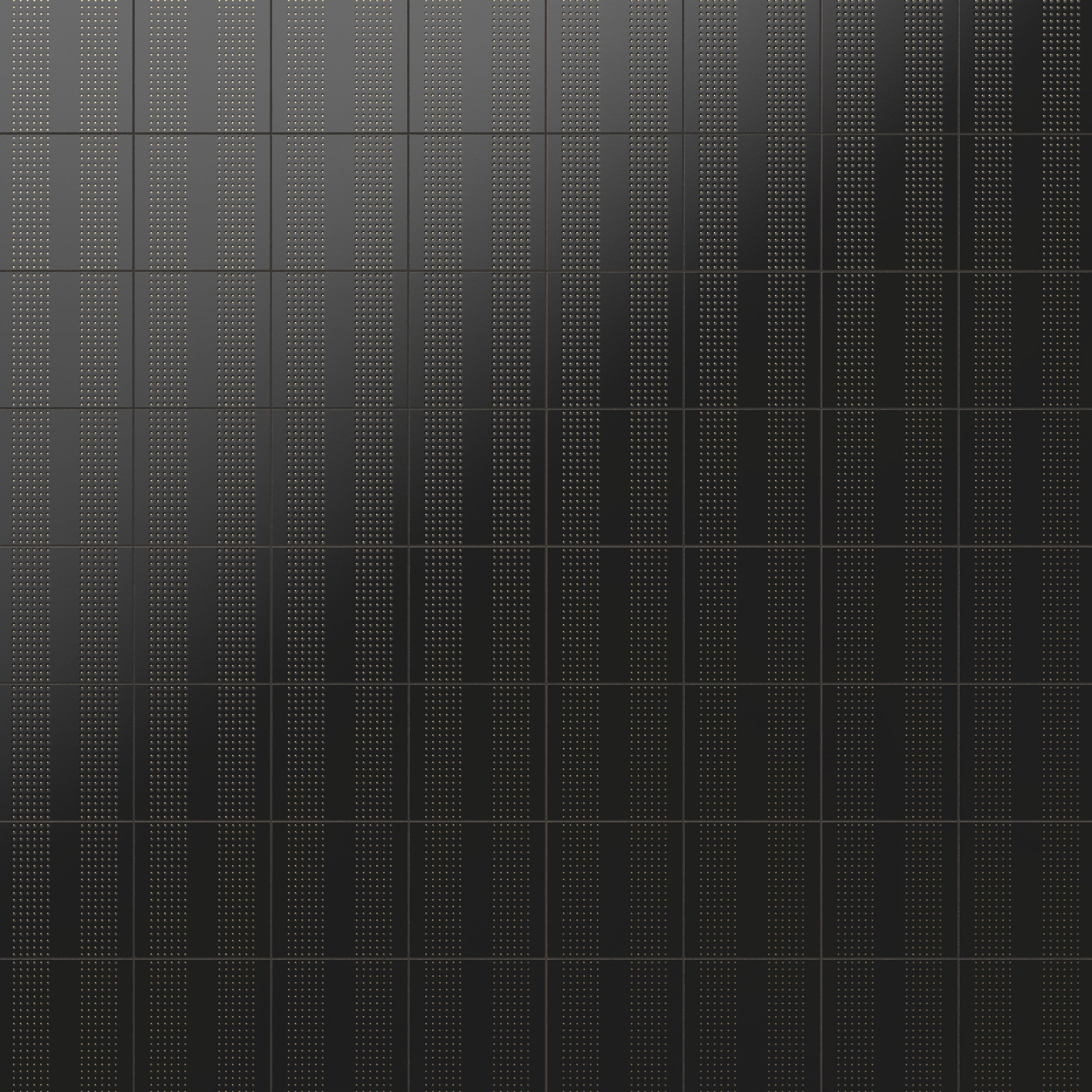 Kira 12x12 Satin Ceramic Tile in Striped Dots Black