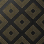 Estelle 12x12 Satin Ceramic Tile in Deco 1 Black Gold