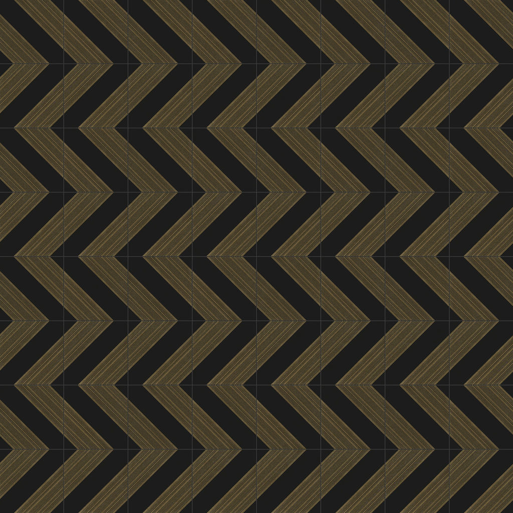 Estelle 12x12 Satin Ceramic Tile in Deco 1 Black Gold