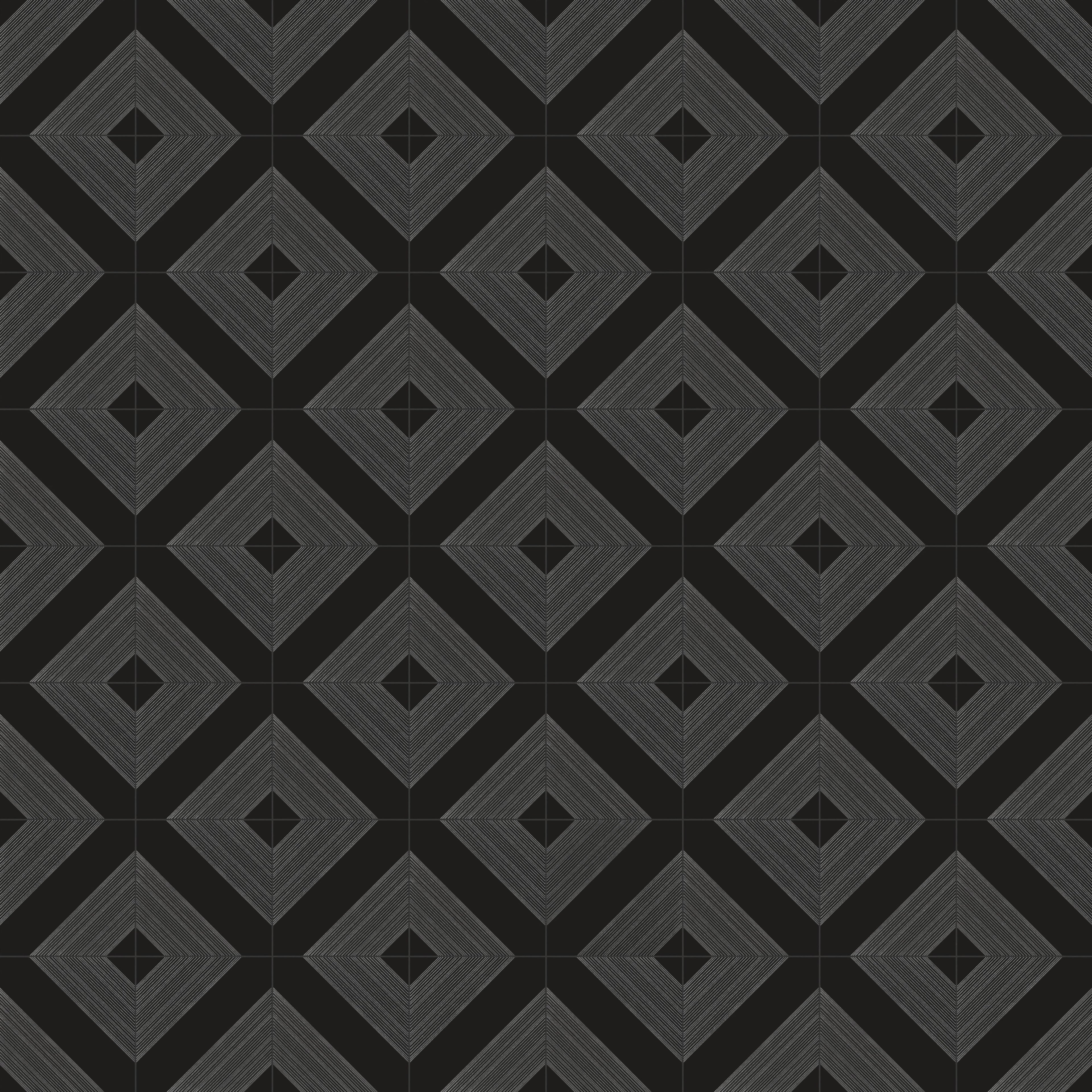 Estelle 12x12 Satin Ceramic Tile in Deco 1 Black Silver