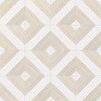 Estelle 12x12 Satin Ceramic Tile in Deco 1 White Gold