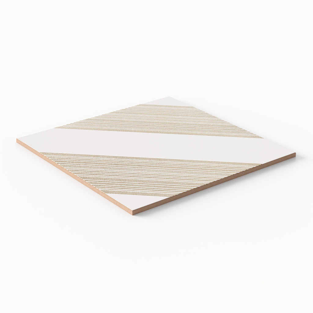 Estelle 12x12 Satin Ceramic Tile in Deco 1 White Gold