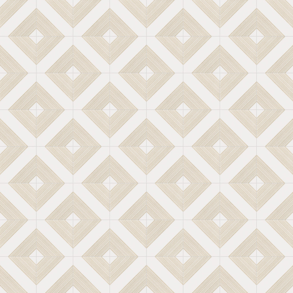 Estelle 12x12 Satin Ceramic Tile in Deco 1 White Gold