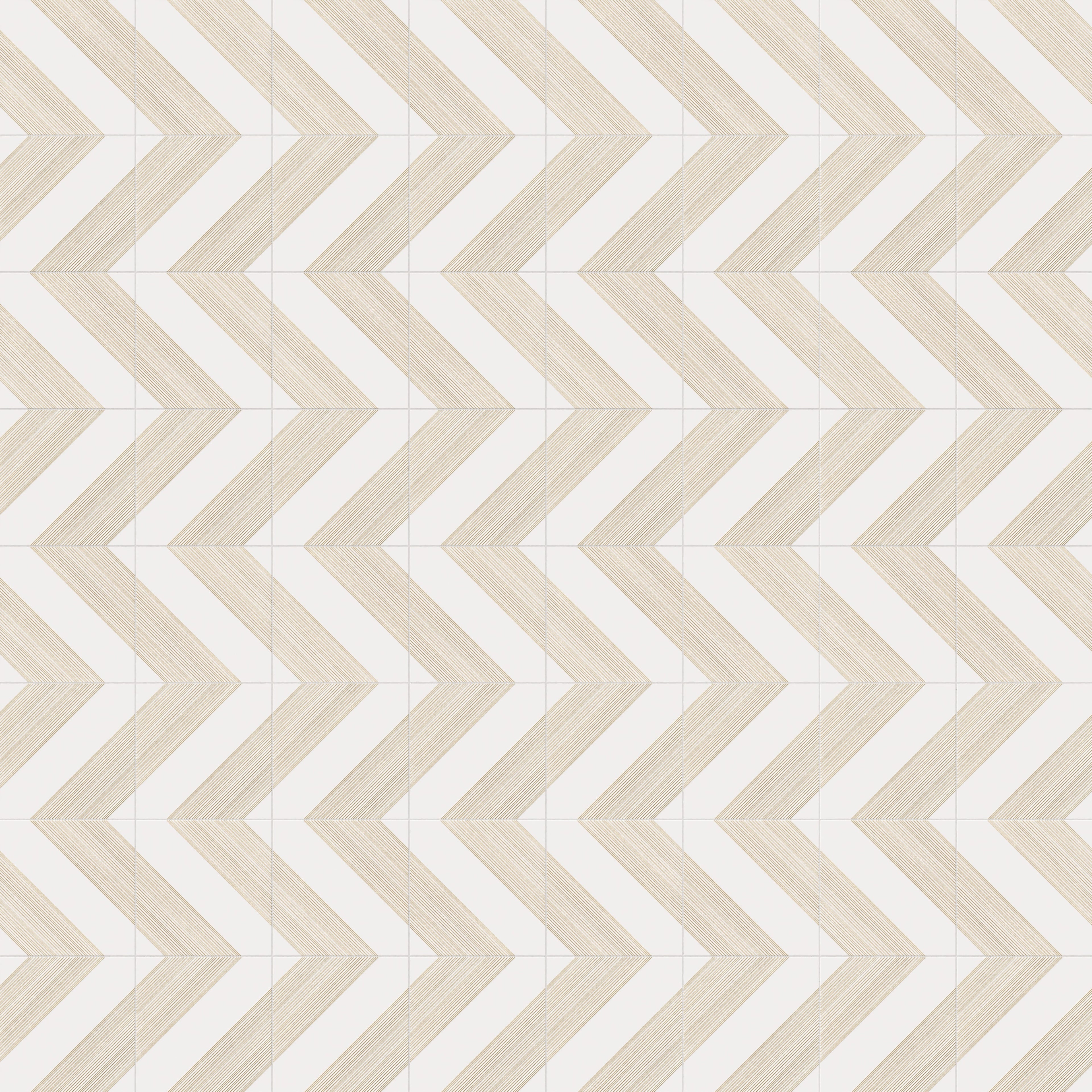 Estelle 12x12 Satin Ceramic Tile in Deco 1 White Gold