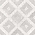Estelle 12x12 Satin Ceramic Tile in Deco 1 White Silver