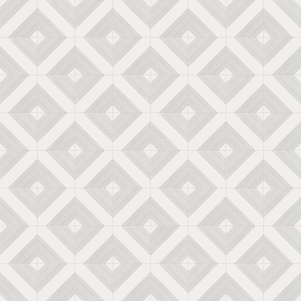 Estelle 12x12 Satin Ceramic Tile in Deco 1 White Silver