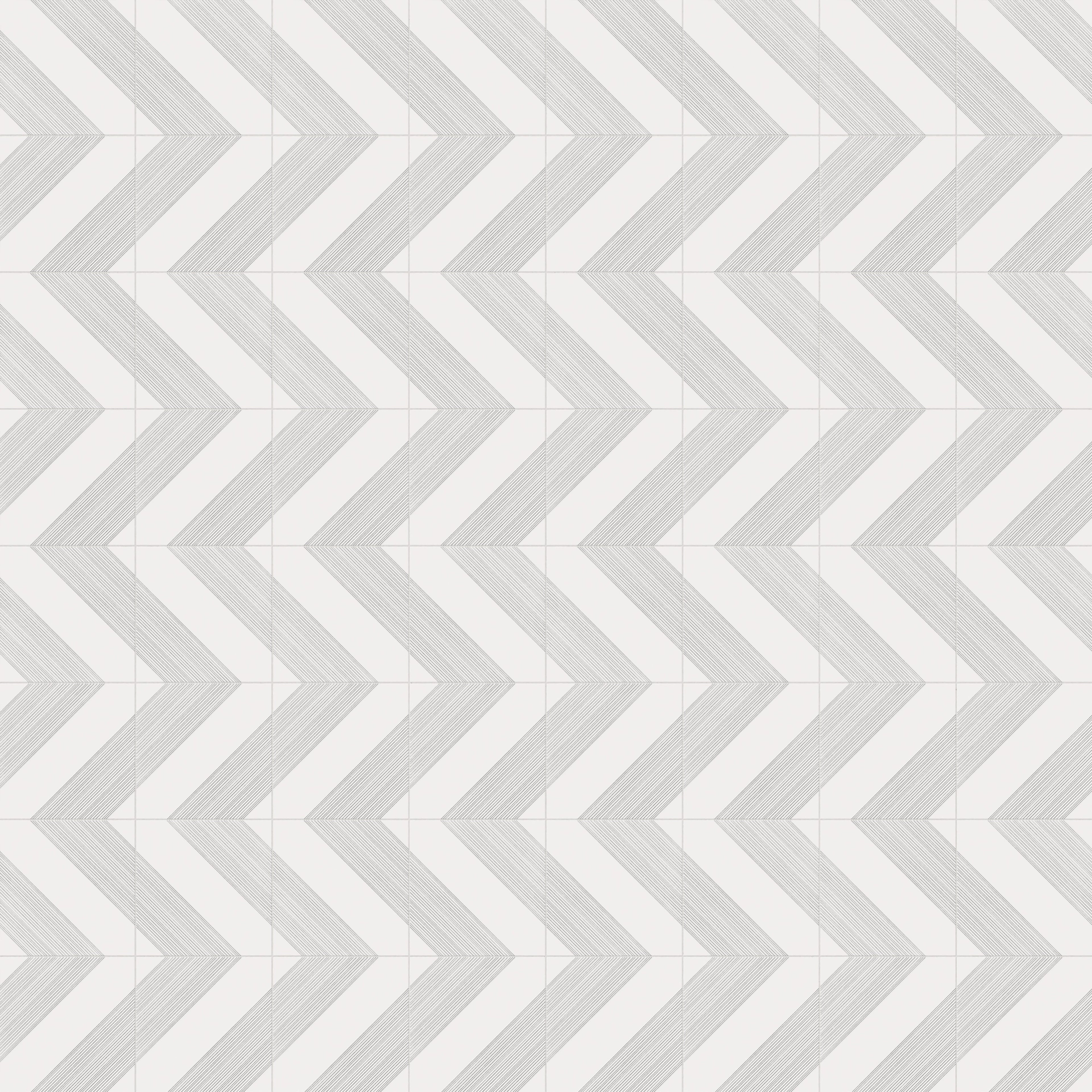 Estelle 12x12 Satin Ceramic Tile in Deco 1 White Silver