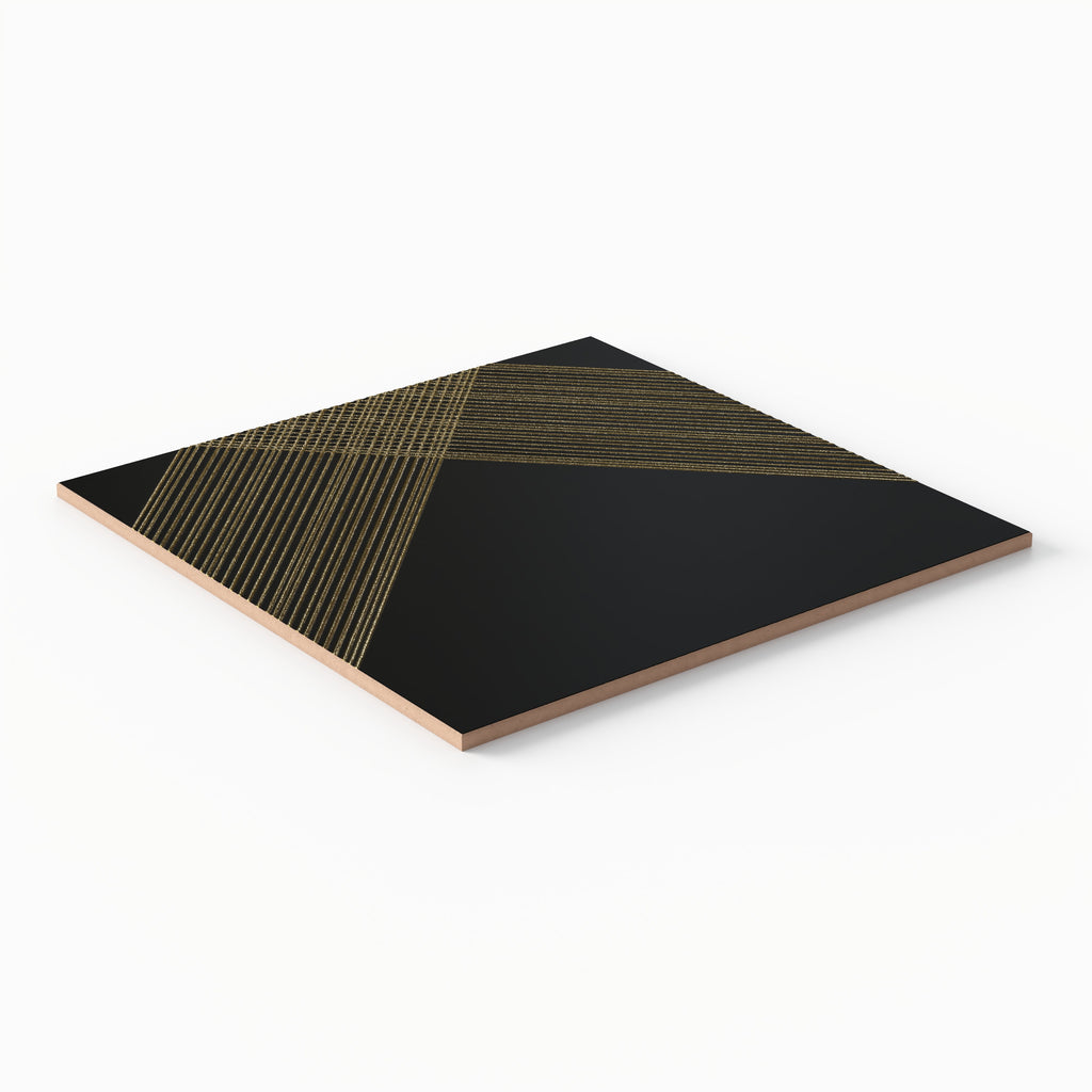 Estelle 12x12 Satin Ceramic Tile in Deco 2 Black Gold