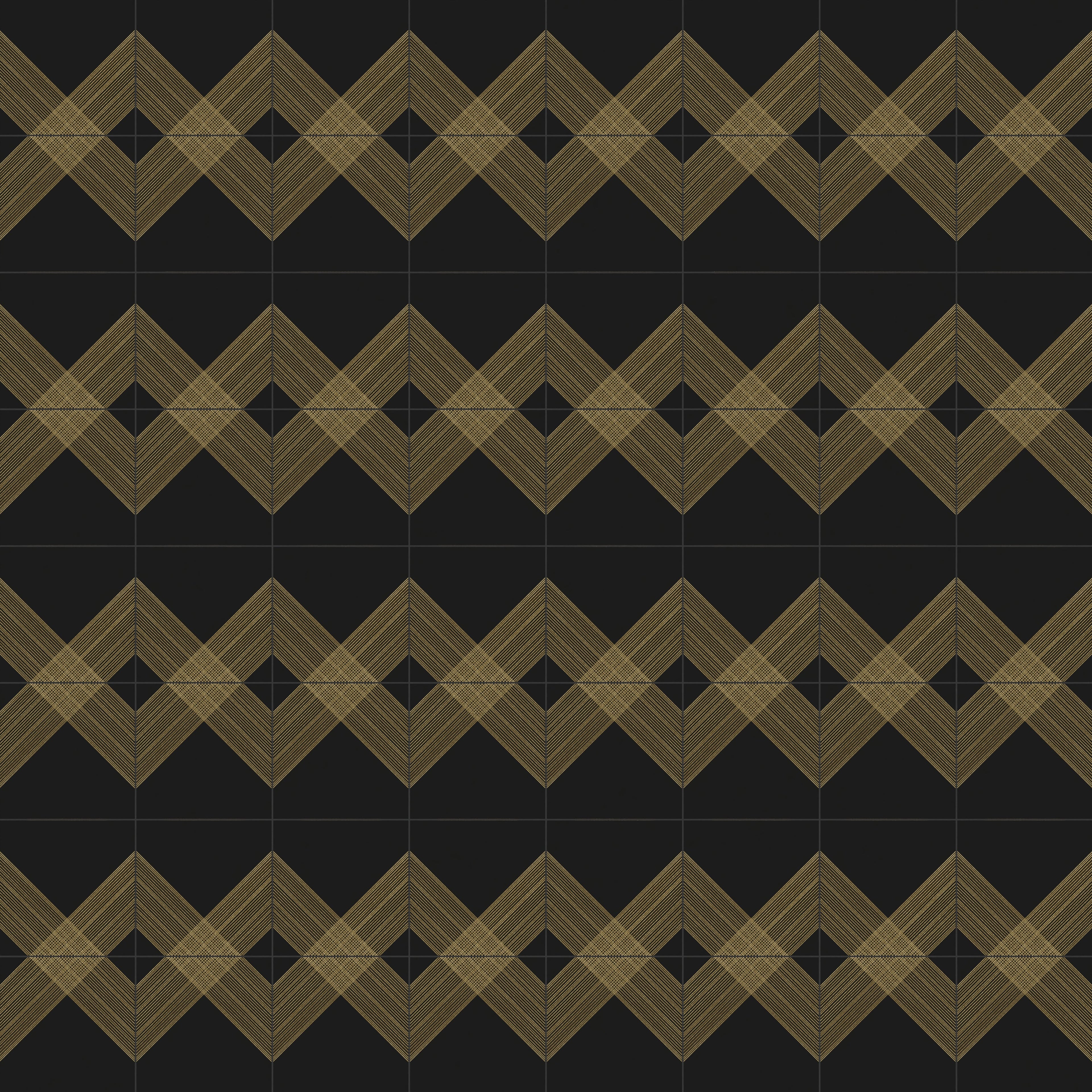 Estelle 12x12 Satin Ceramic Tile in Deco 2 Black Gold