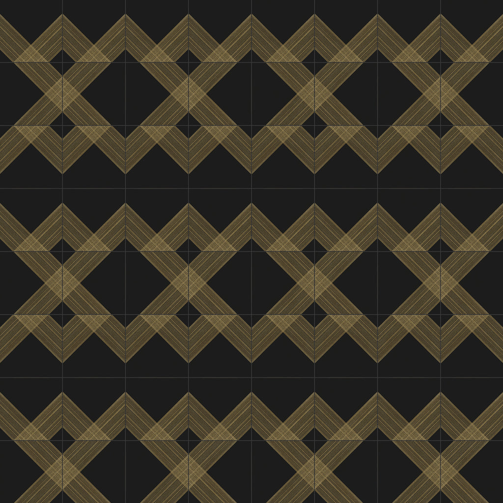 Estelle 12x12 Satin Ceramic Tile in Deco 2 Black Gold