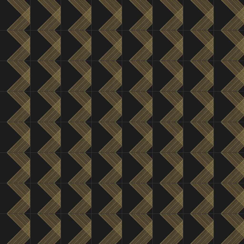 Estelle 12x12 Satin Ceramic Tile in Deco 2 Black Gold