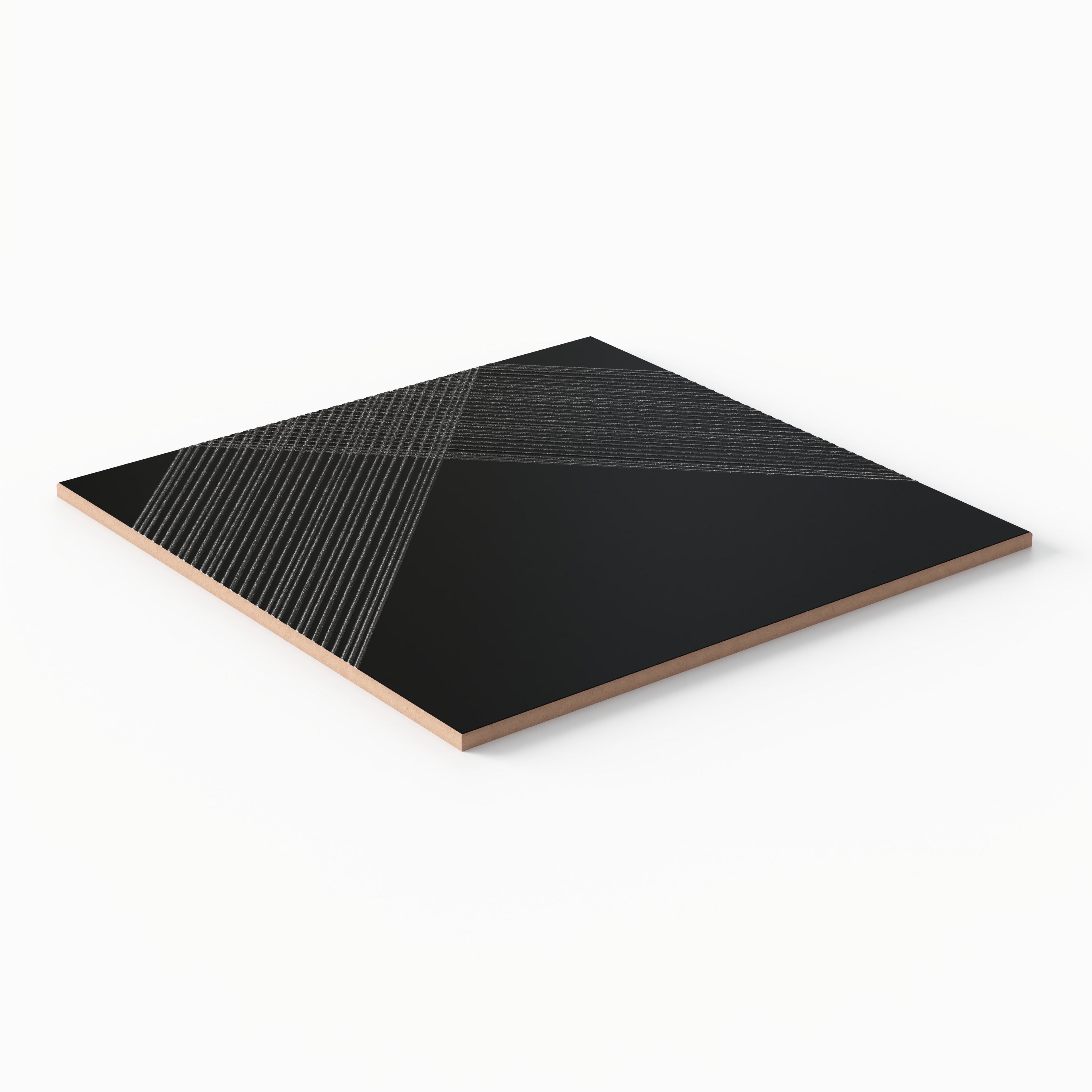 Estelle 12x12 Satin Ceramic Tile in Deco 2 Black Silver