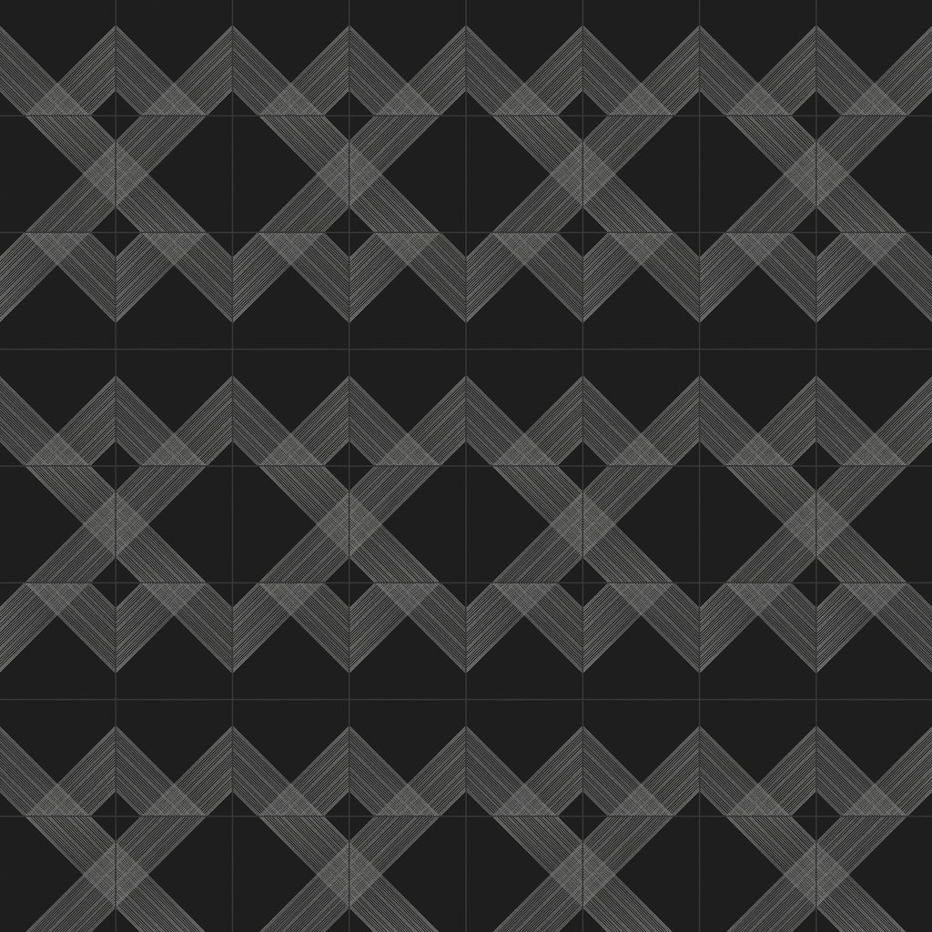 Estelle 12x12 Satin Ceramic Tile in Deco 2 Black Silver