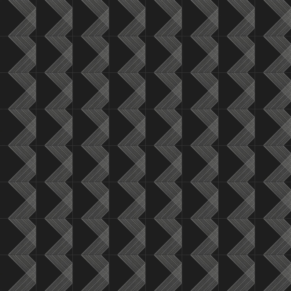 Estelle 12x12 Satin Ceramic Tile in Deco 2 Black Silver