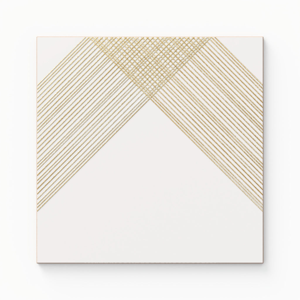 Estelle 12x12 Satin Ceramic Tile in Deco 2 White Gold
