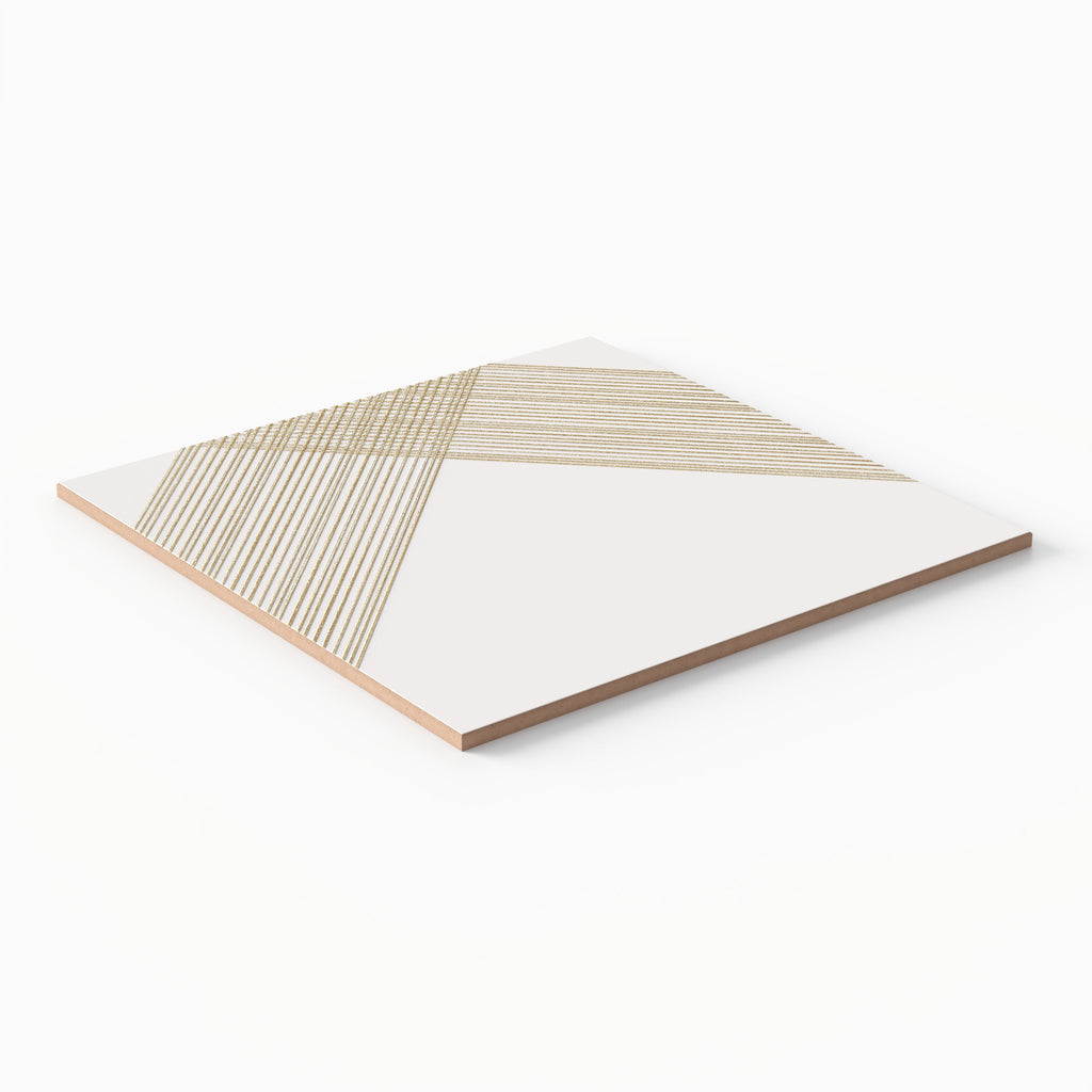 Estelle 12x12 Satin Ceramic Tile in Deco 2 White Gold