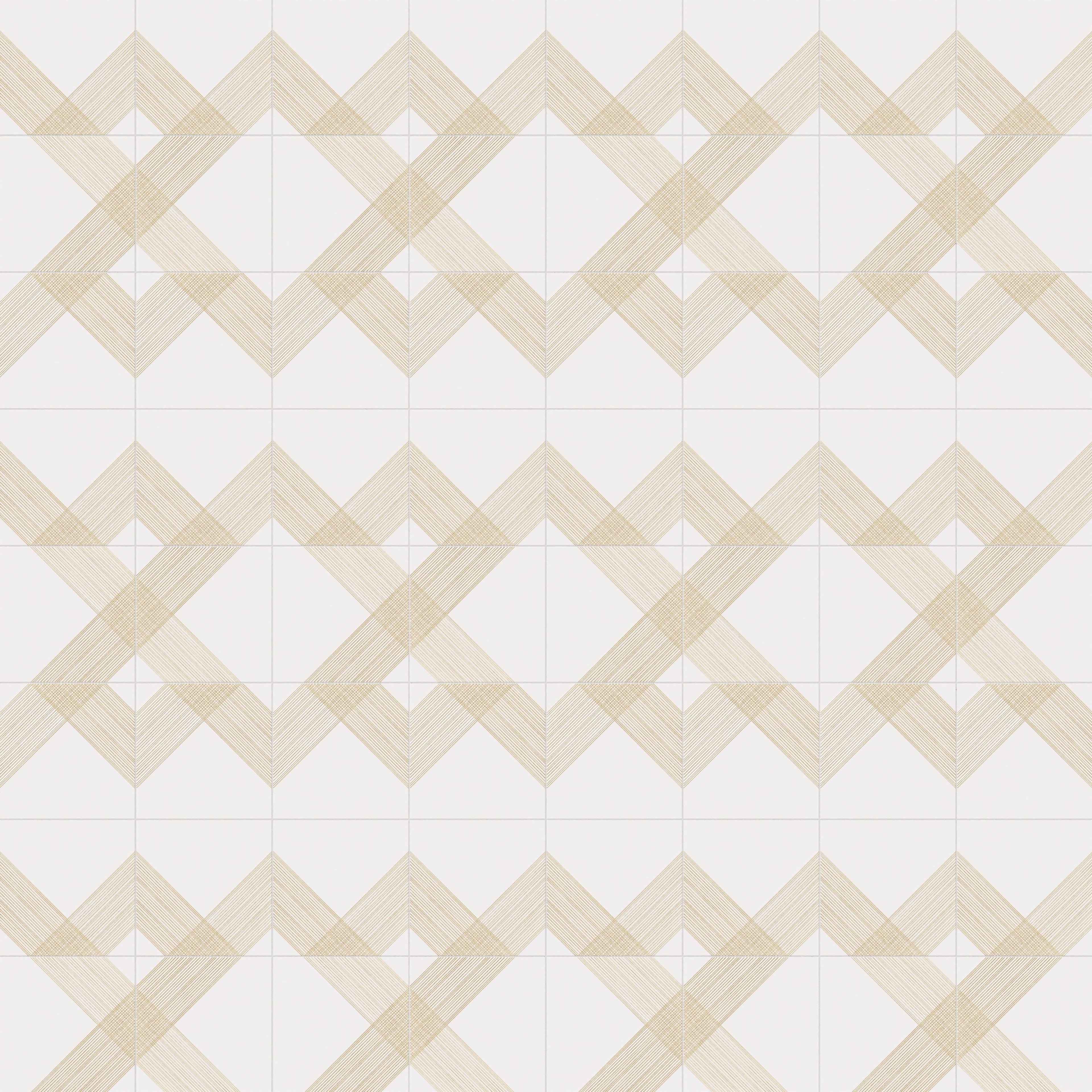 Estelle 12x12 Satin Ceramic Tile in Deco 2 White Gold