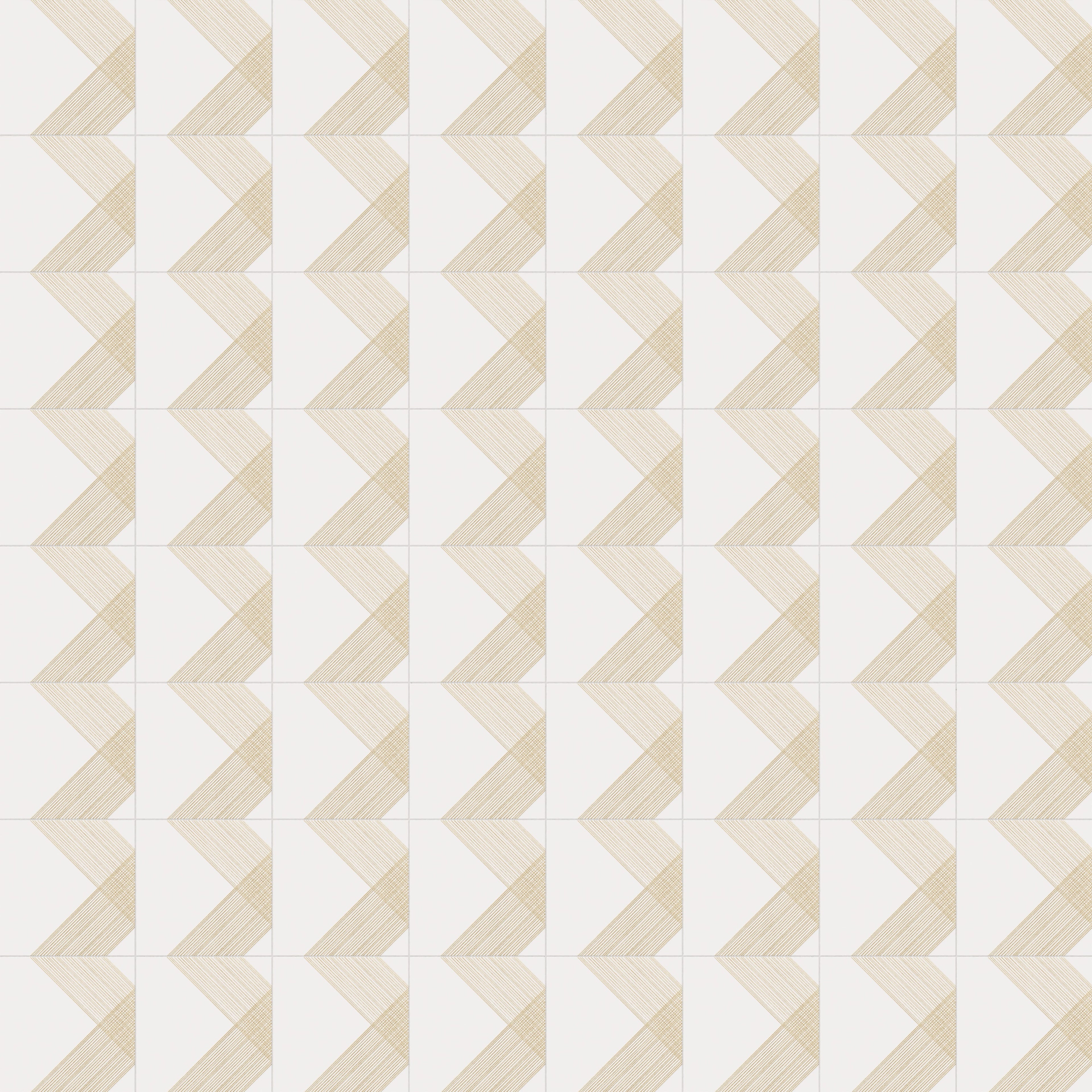 Estelle 12x12 Satin Ceramic Tile in Deco 2 White Gold