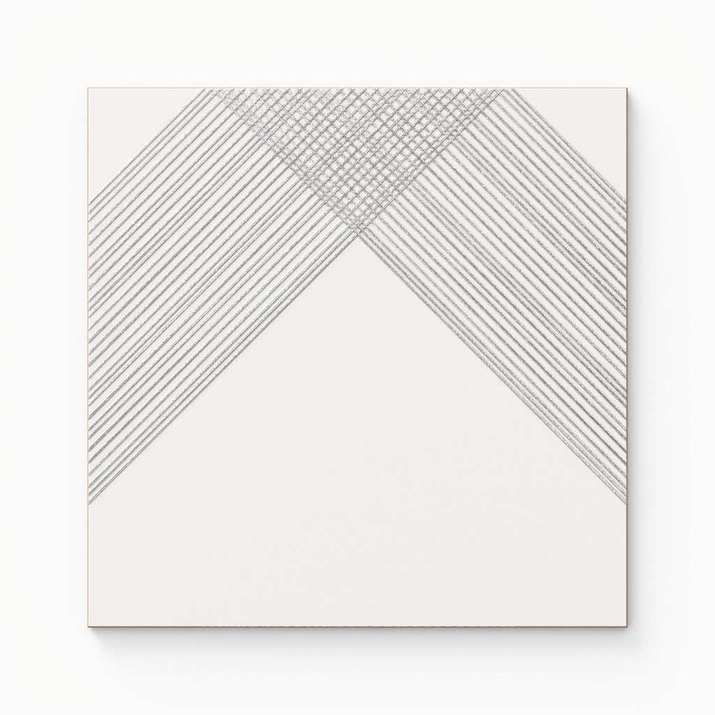 Estelle 12x12 Satin Ceramic Tile in Deco 2 White Silver