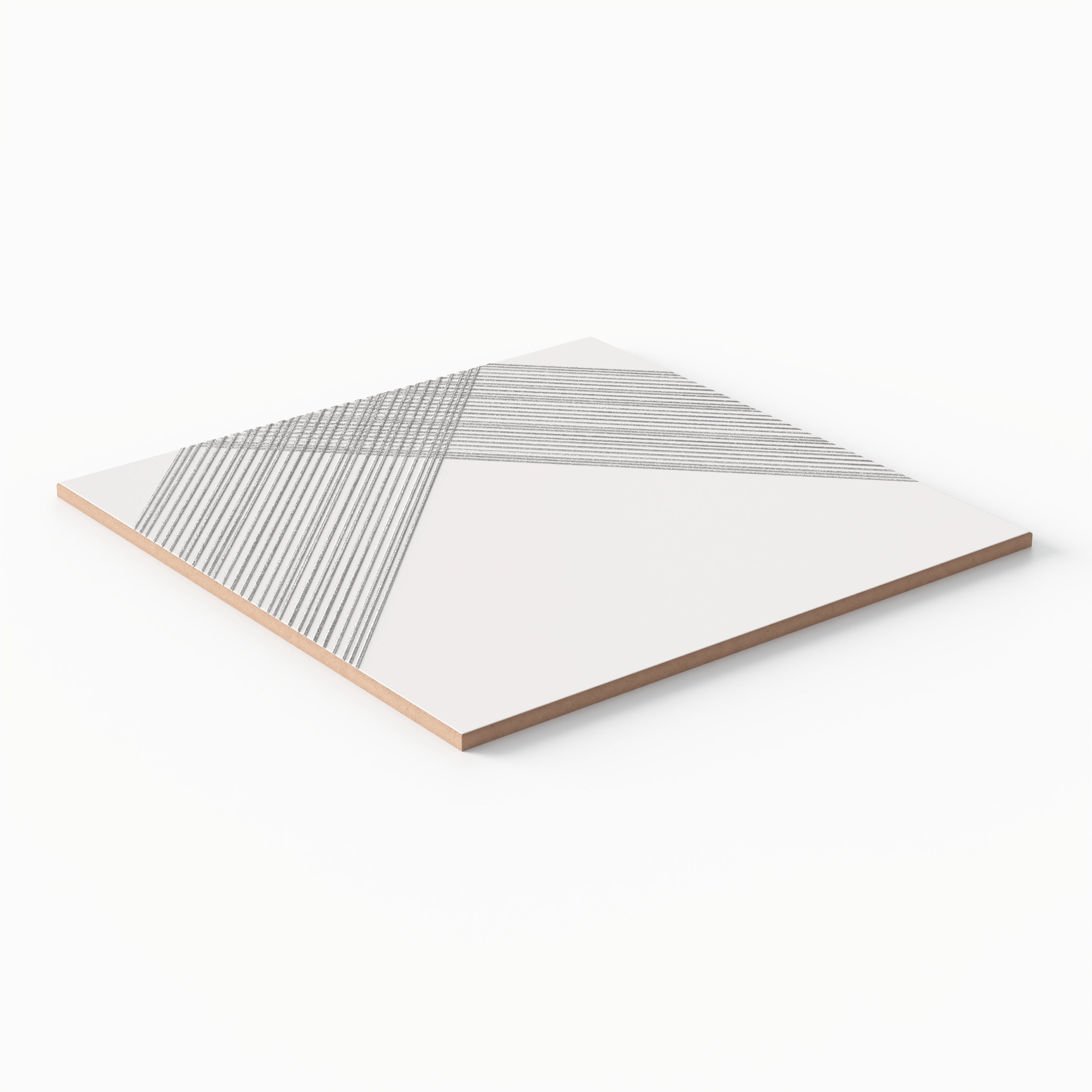 Estelle 12x12 Satin Ceramic Tile in Deco 2 White Silver