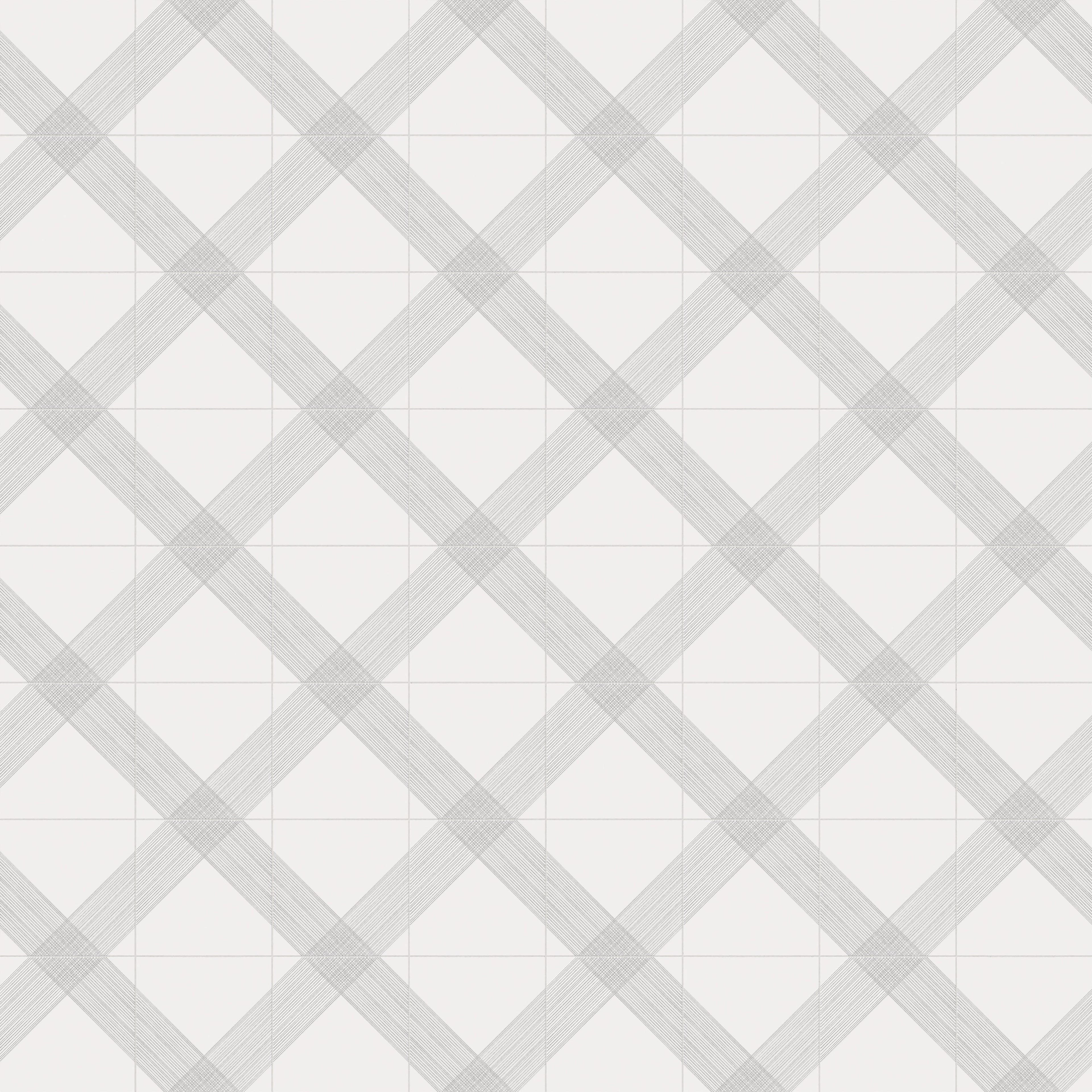 Estelle 12x12 Satin Ceramic Tile in Deco 2 White Silver