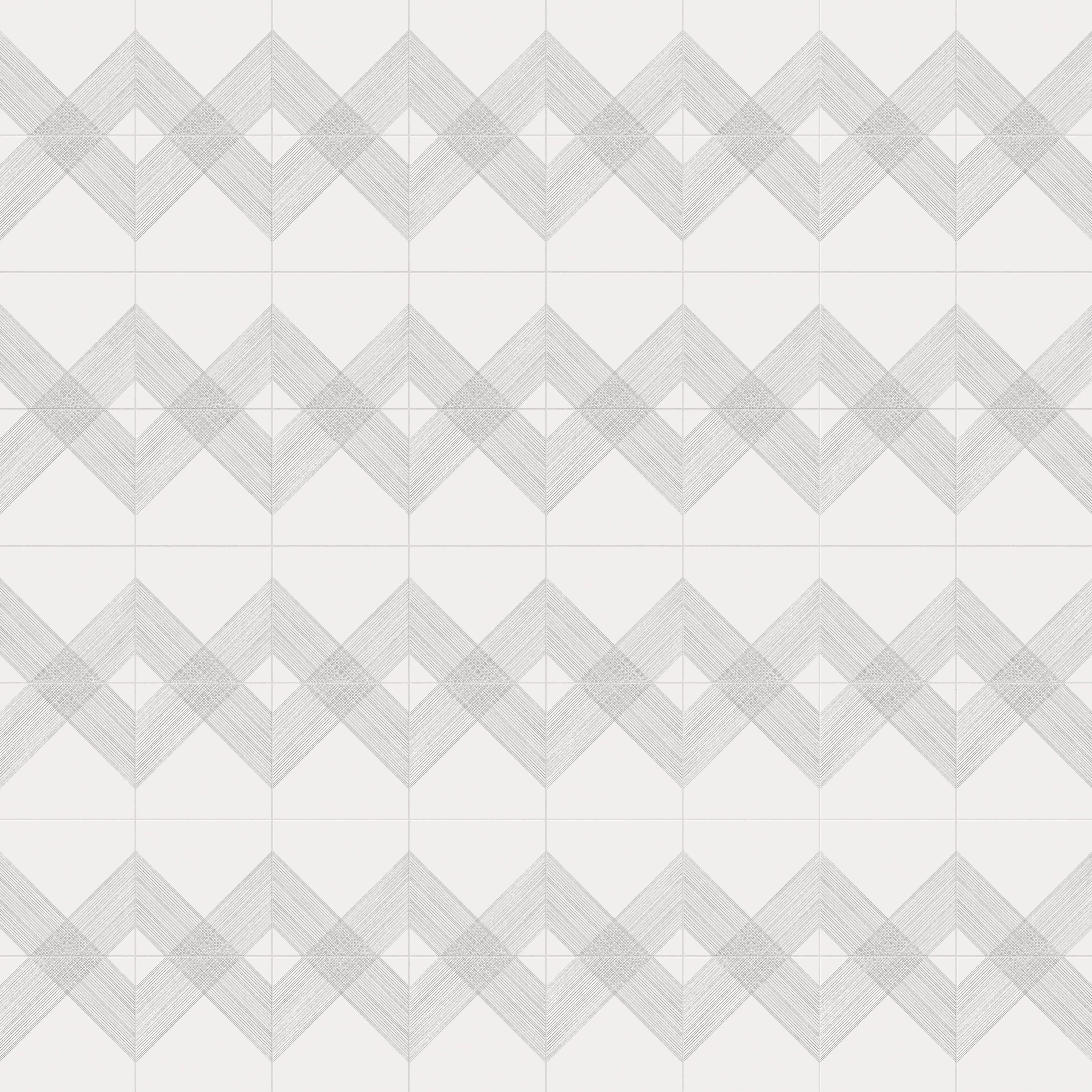 Estelle 12x12 Satin Ceramic Tile in Deco 2 White Silver