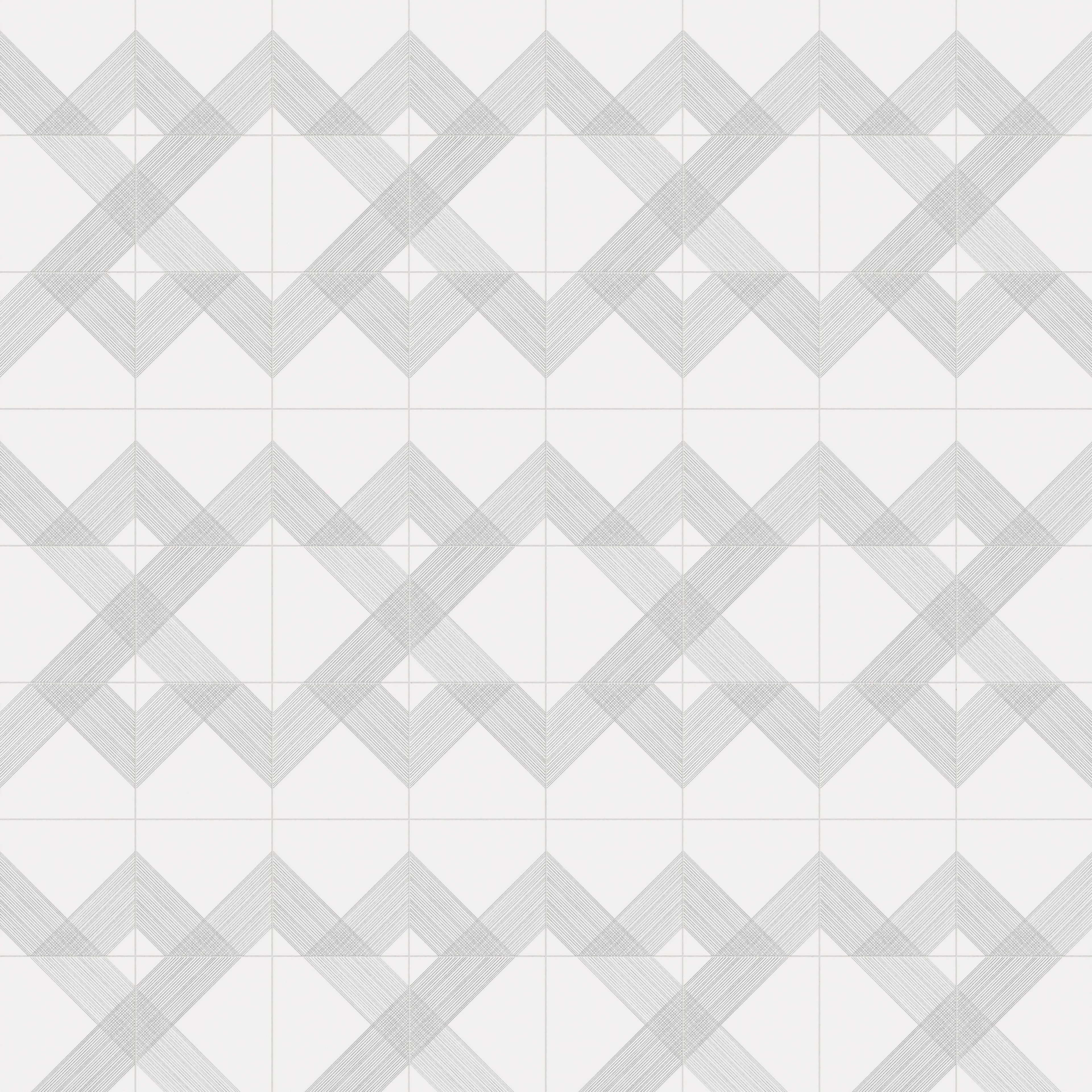 Estelle 12x12 Satin Ceramic Tile in Deco 2 White Silver