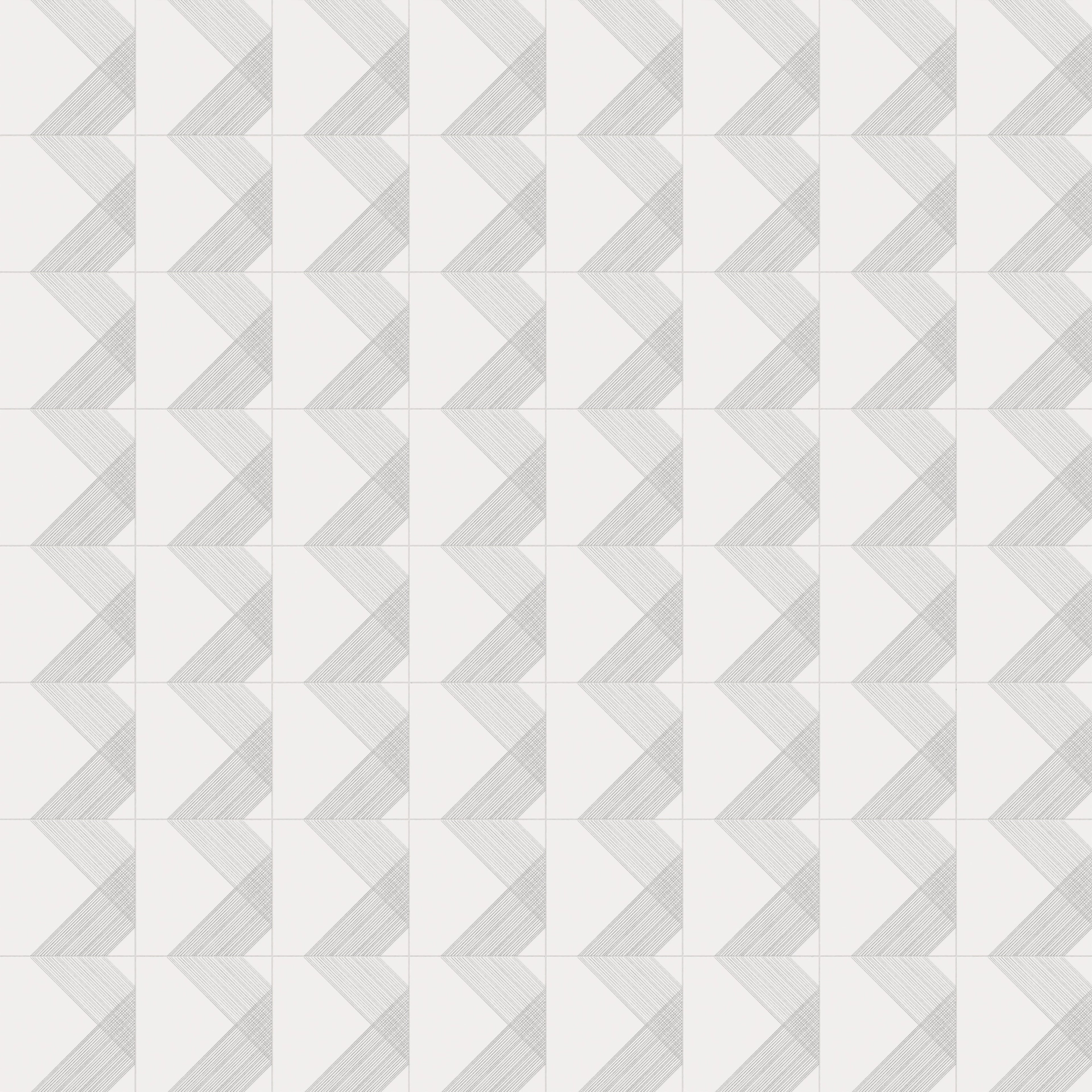 Estelle 12x12 Satin Ceramic Tile in Deco 2 White Silver