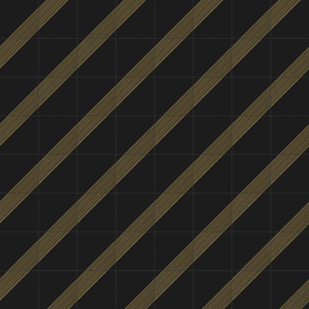 Estelle 12x12 Satin Ceramic Tile in Deco 3 Black Gold