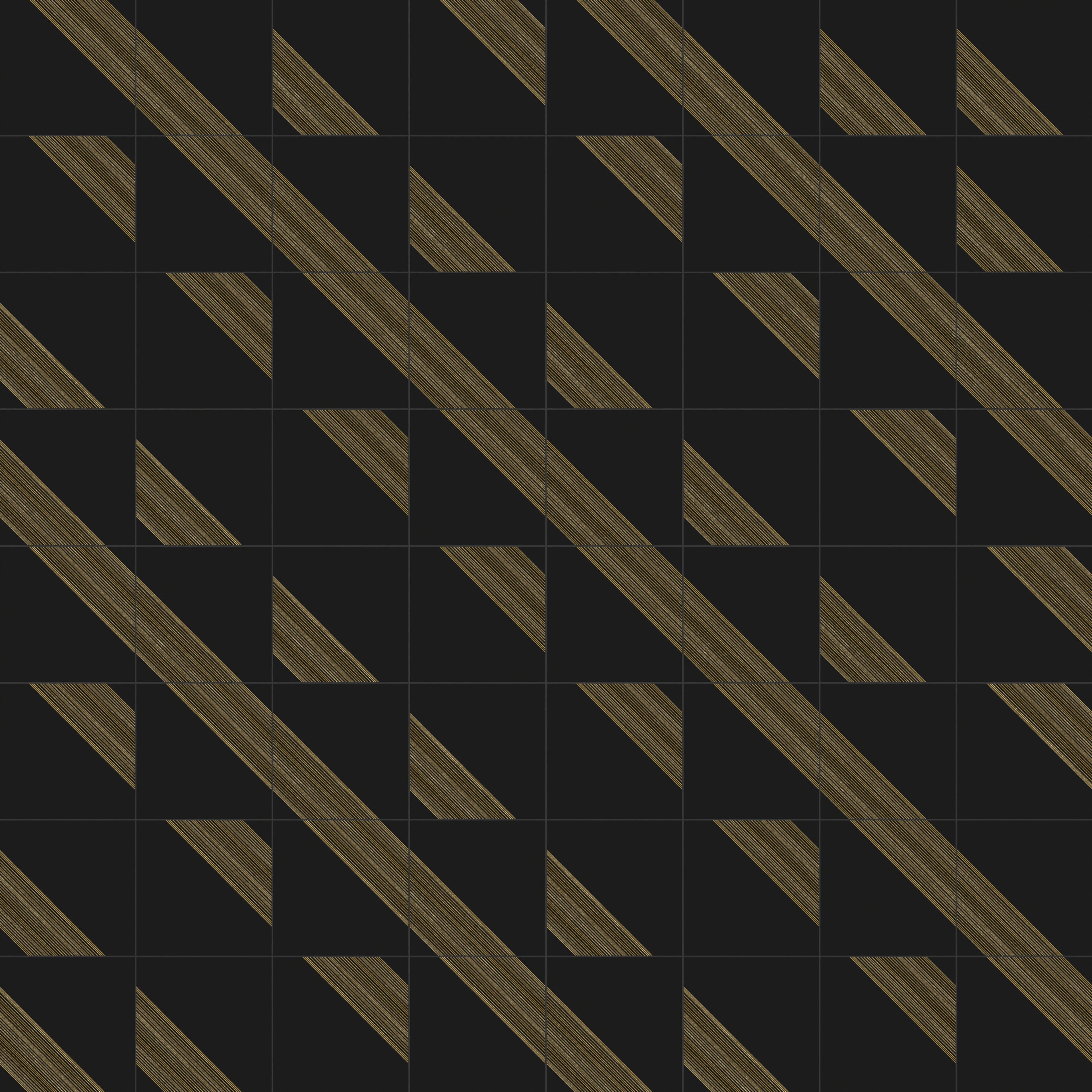 Estelle 12x12 Satin Ceramic Tile in Deco 3 Black Gold