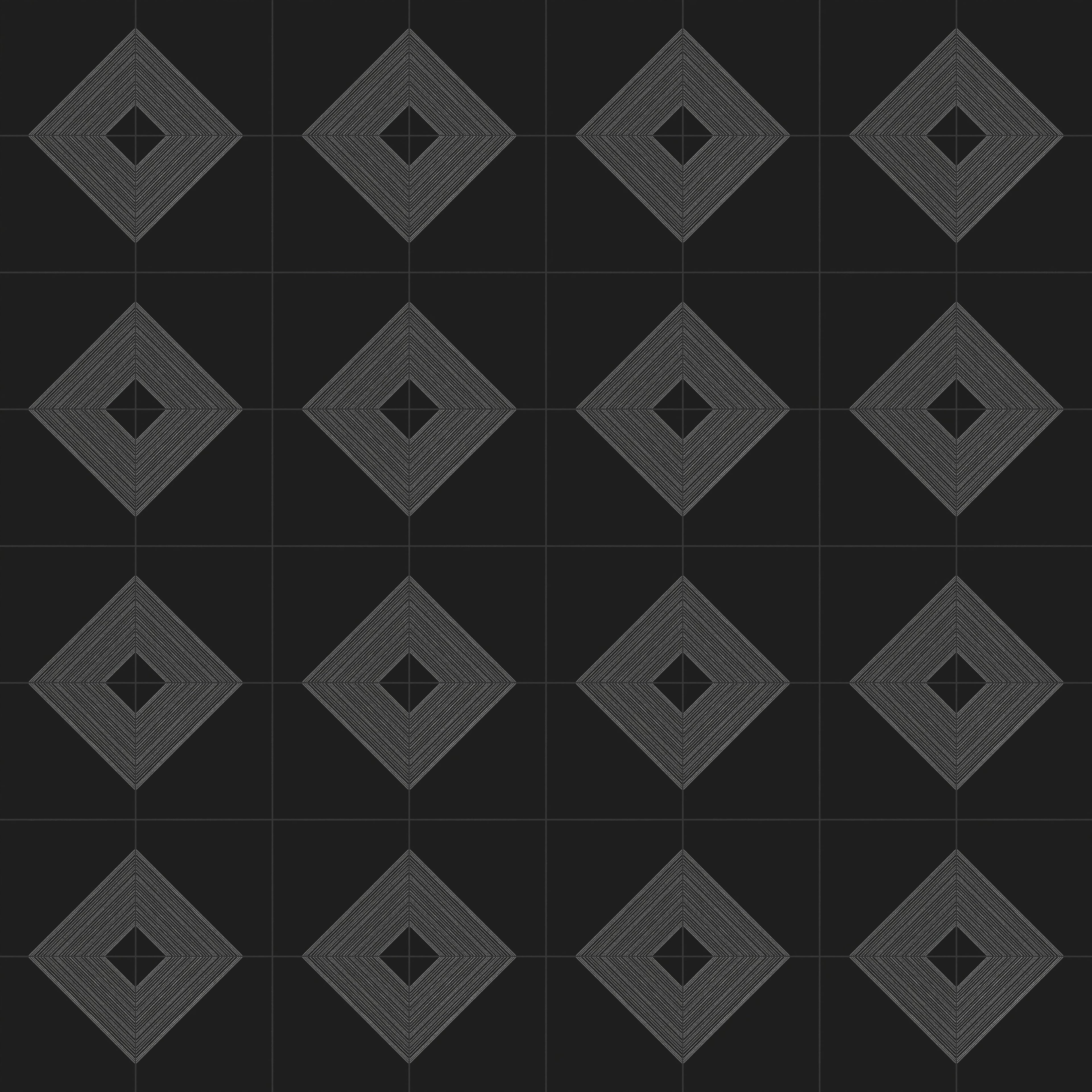 Estelle 12x12 Satin Ceramic Tile in Deco 3 Black Silver