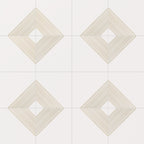 Estelle 12x12 Satin Ceramic Tile in Deco 3 White Gold