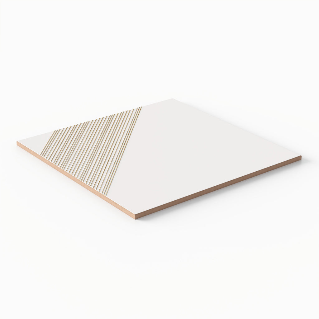 Estelle 12x12 Satin Ceramic Tile in Deco 3 White Gold