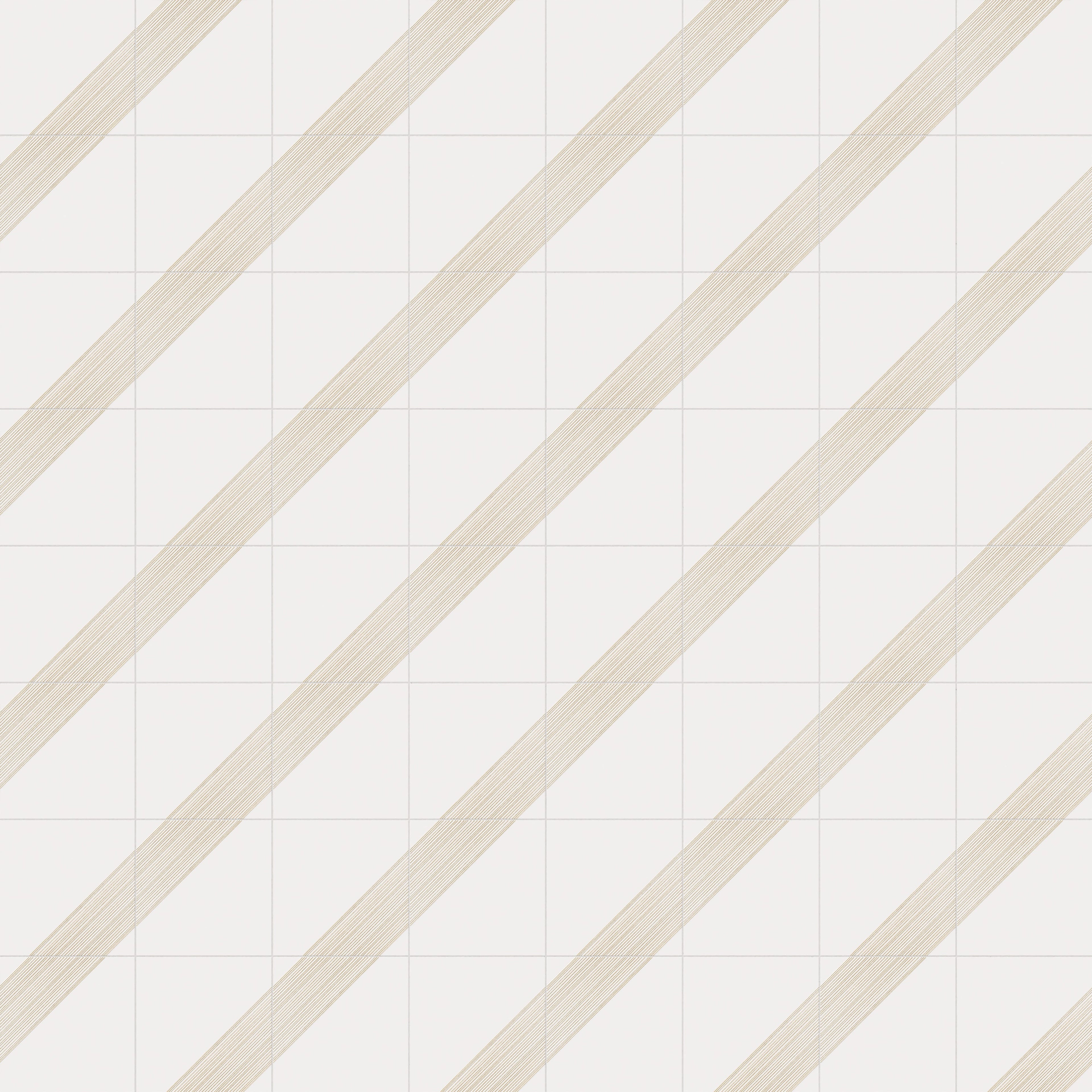 Estelle 12x12 Satin Ceramic Tile in Deco 3 White Gold