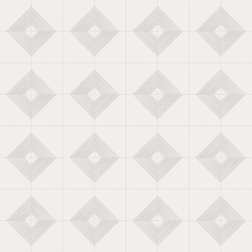 Estelle 12x12 Satin Ceramic Tile in Deco 3 White Silver