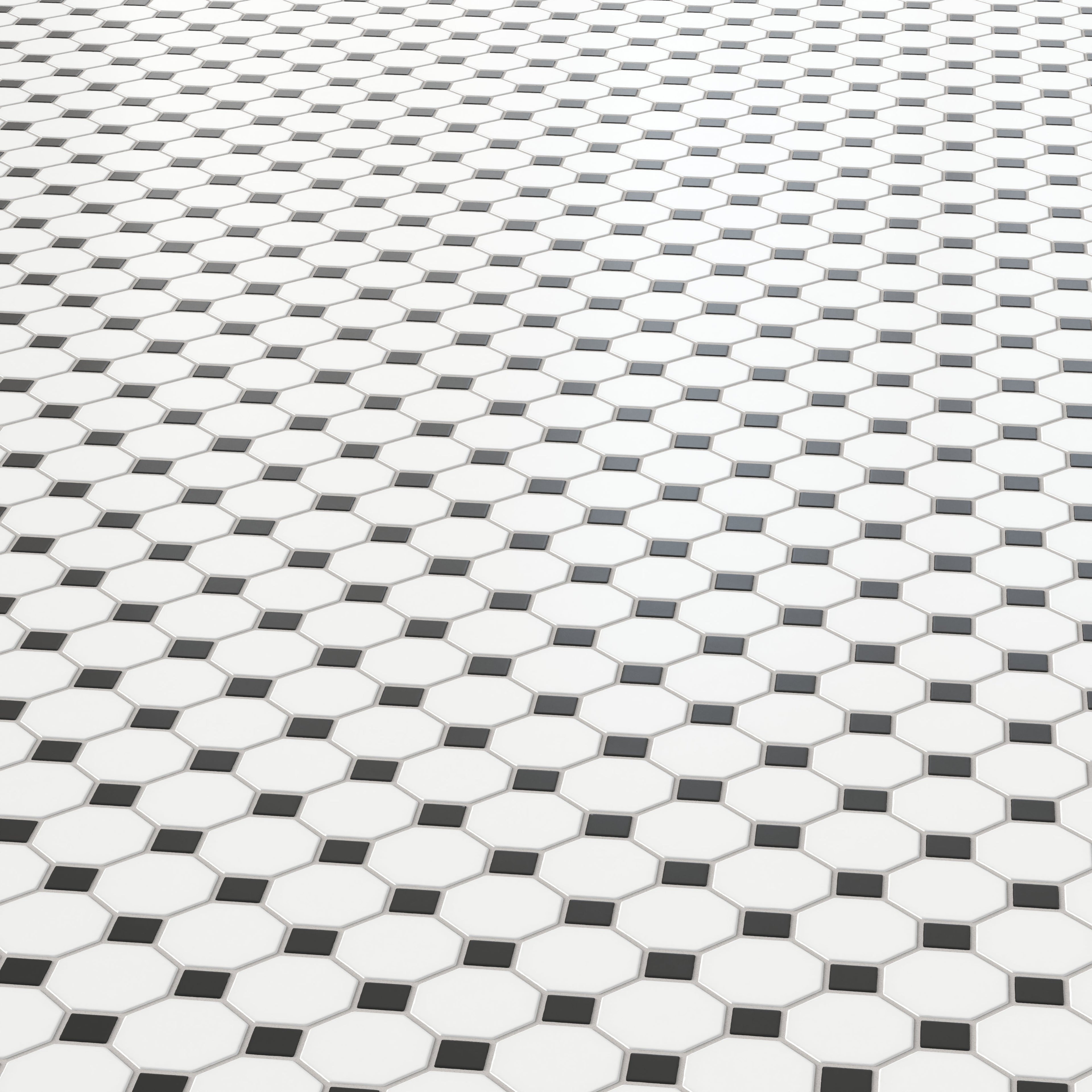 Quinn 12x12 Matte Porcelain Octagon Mosaic Tile in Black & White