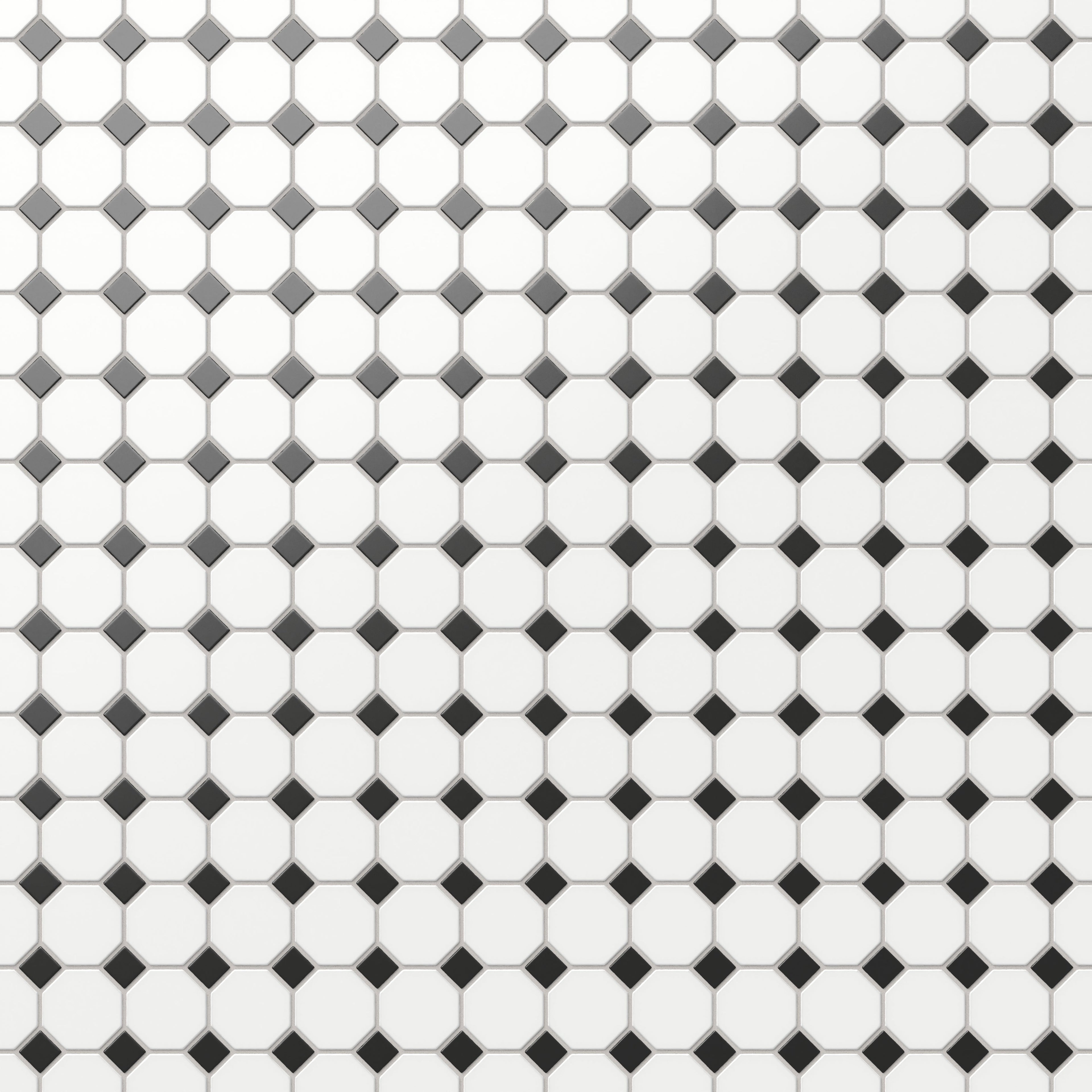 Quinn 12x12 Matte Porcelain Octagon Mosaic Tile in Black & White