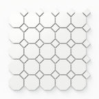 Quinn 12x12 Matte Porcelain Octagon Mosaic Tile in White