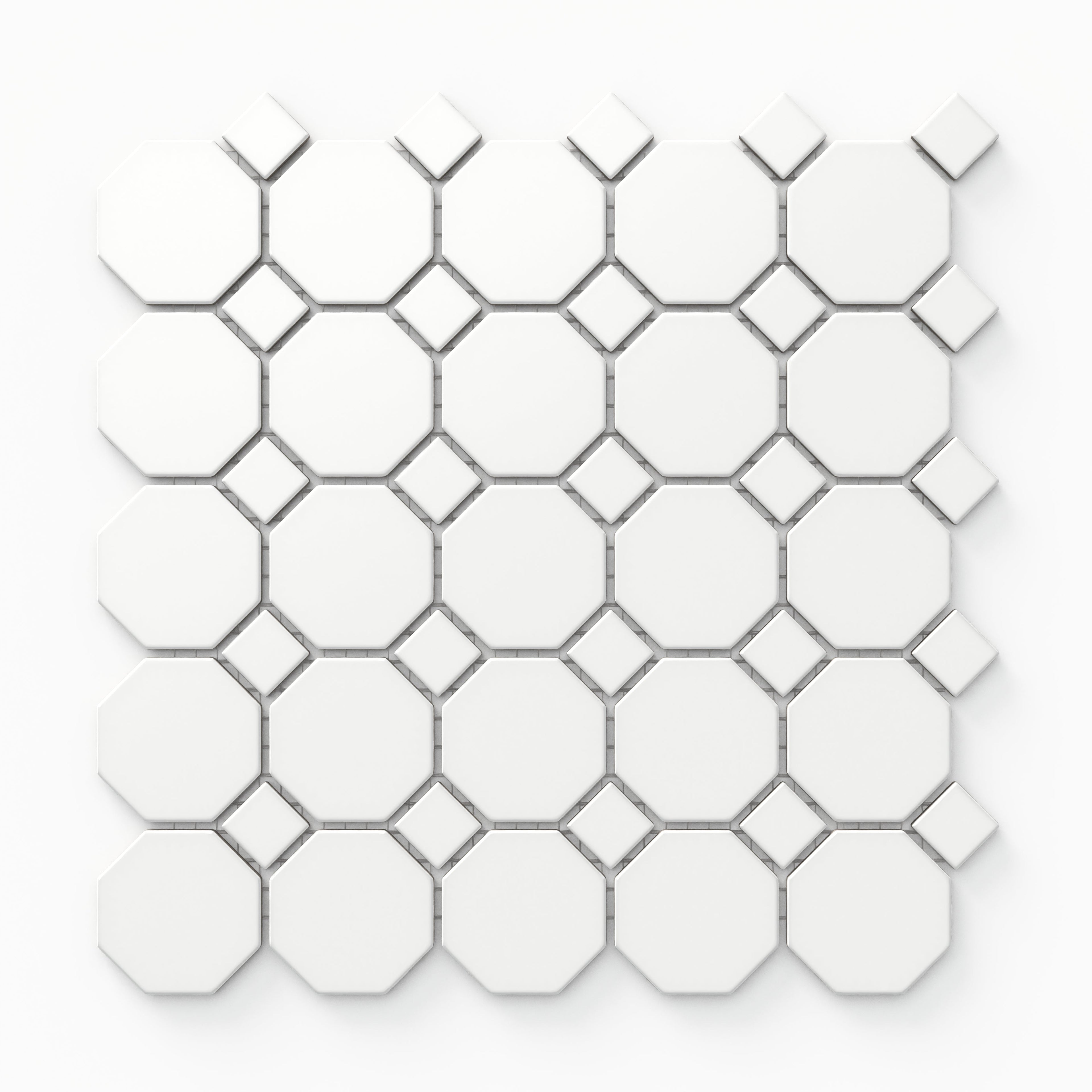 Quinn 12x12 Matte Porcelain Octagon Mosaic Tile in White