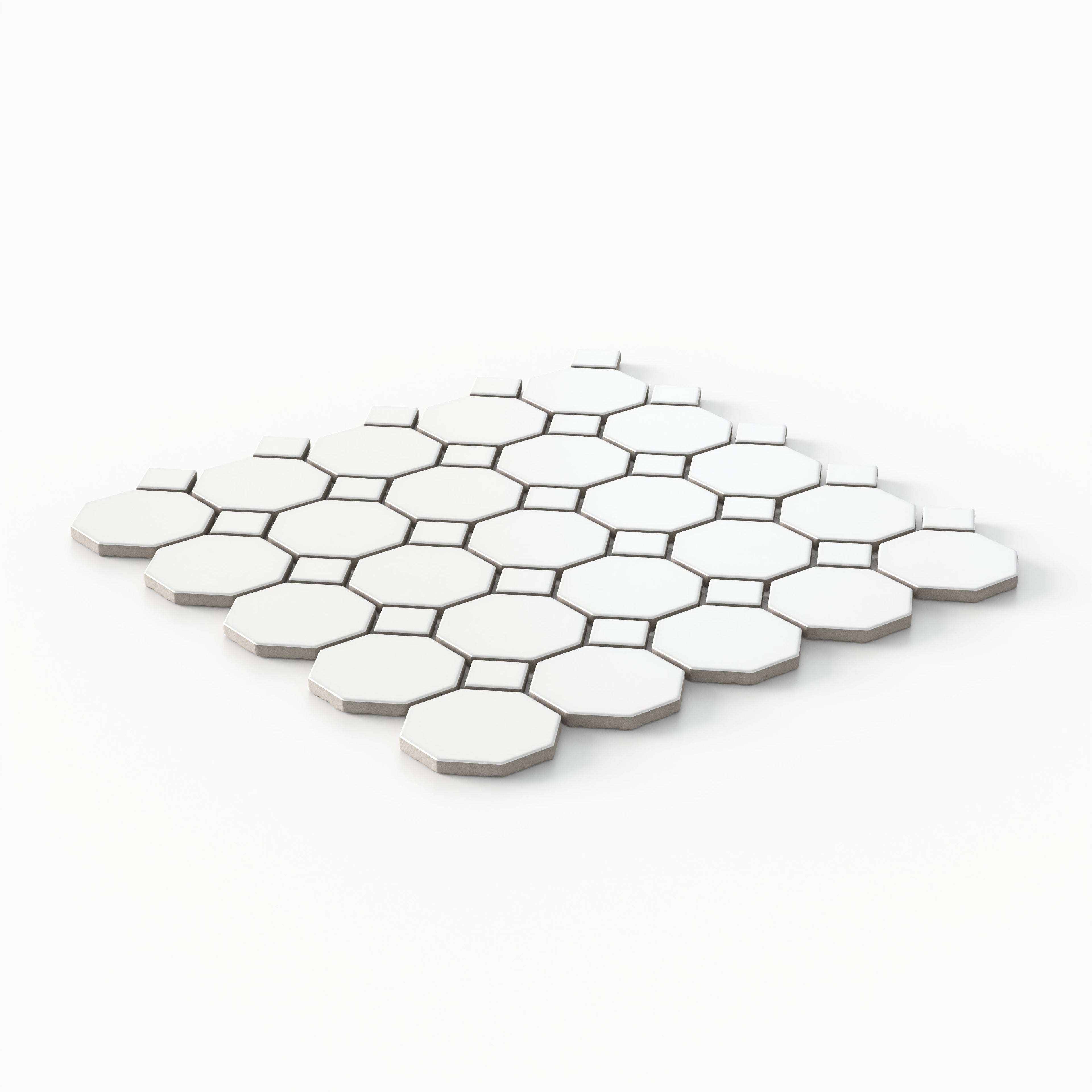 Quinn 12x12 Matte Porcelain Octagon Mosaic Tile in White