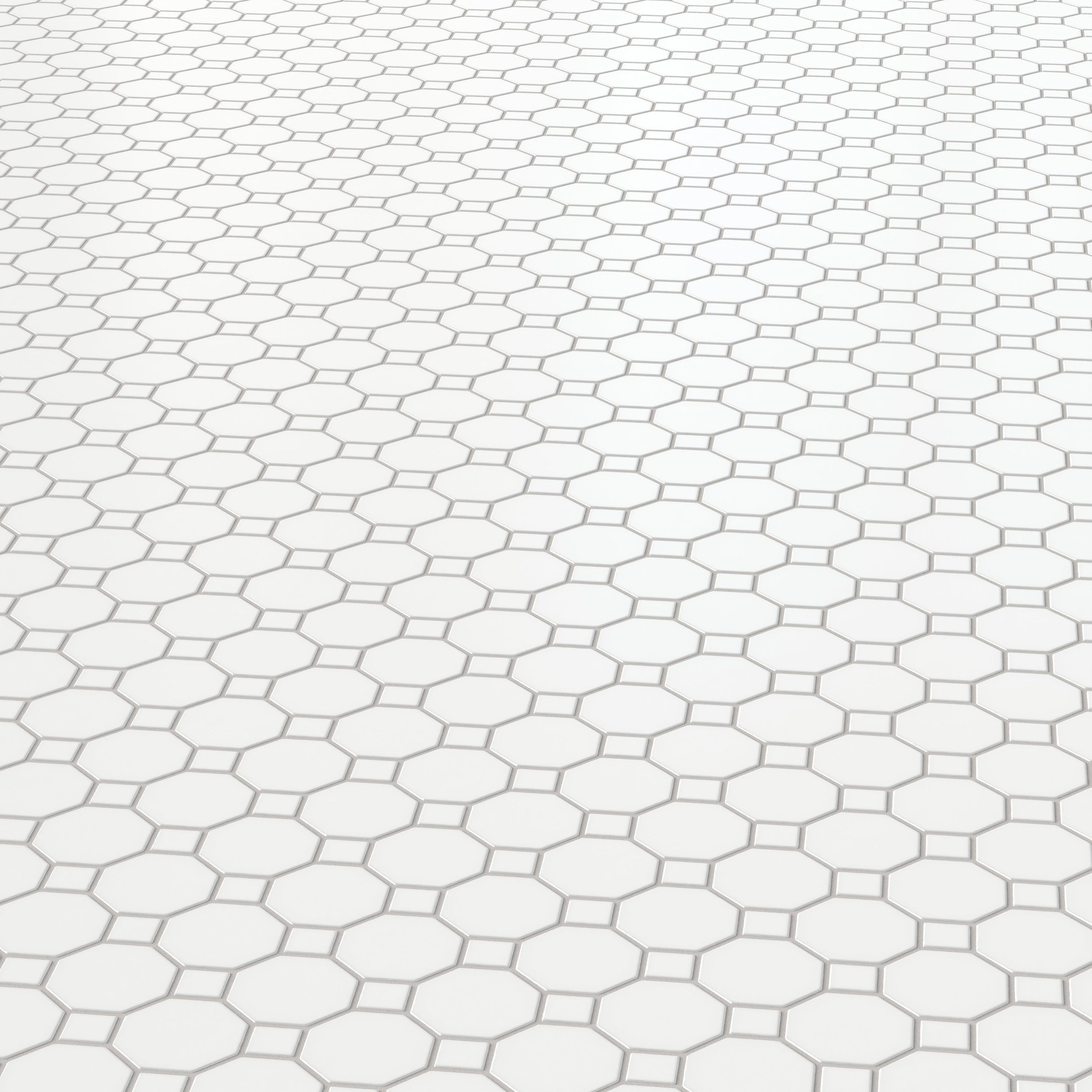 Quinn 12x12 Matte Porcelain Octagon Mosaic Tile in White