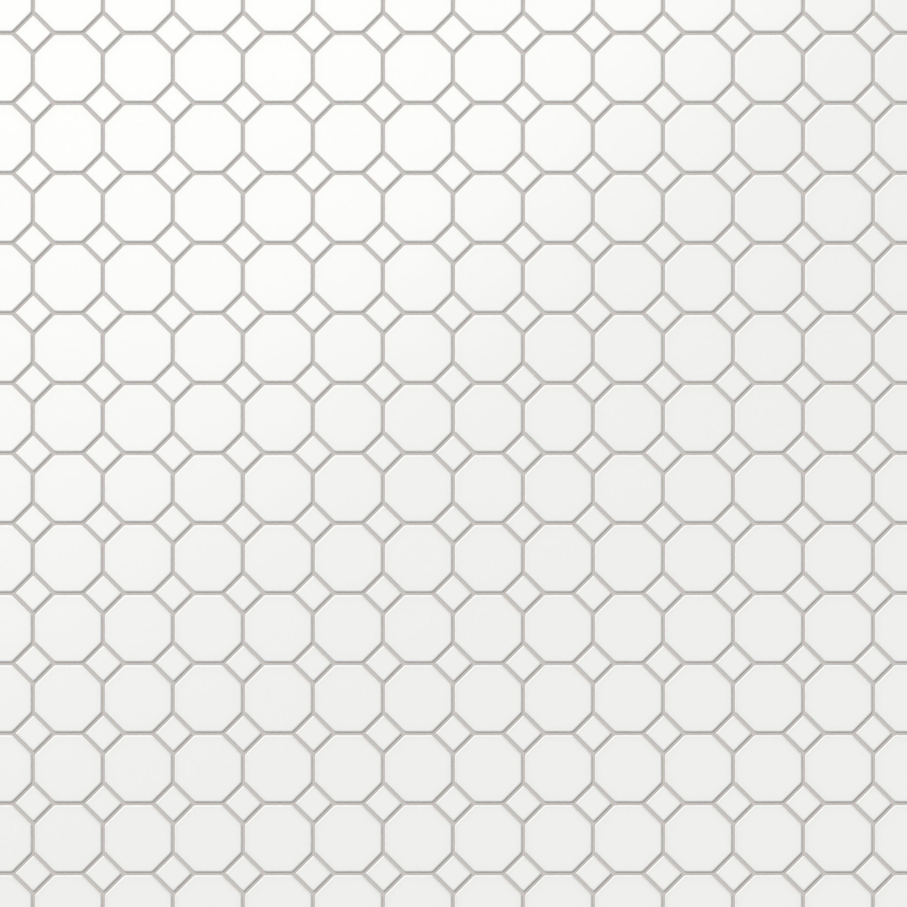 Quinn 12x12 Matte Porcelain Octagon Mosaic Tile in White