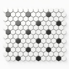 Quinn 12x12 Matte Porcelain 1x1 Hexagon Mosaic Tile in Black & White