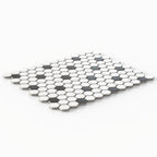 Quinn 12x12 Matte Porcelain 1x1 Hexagon Mosaic Tile in Black & White
