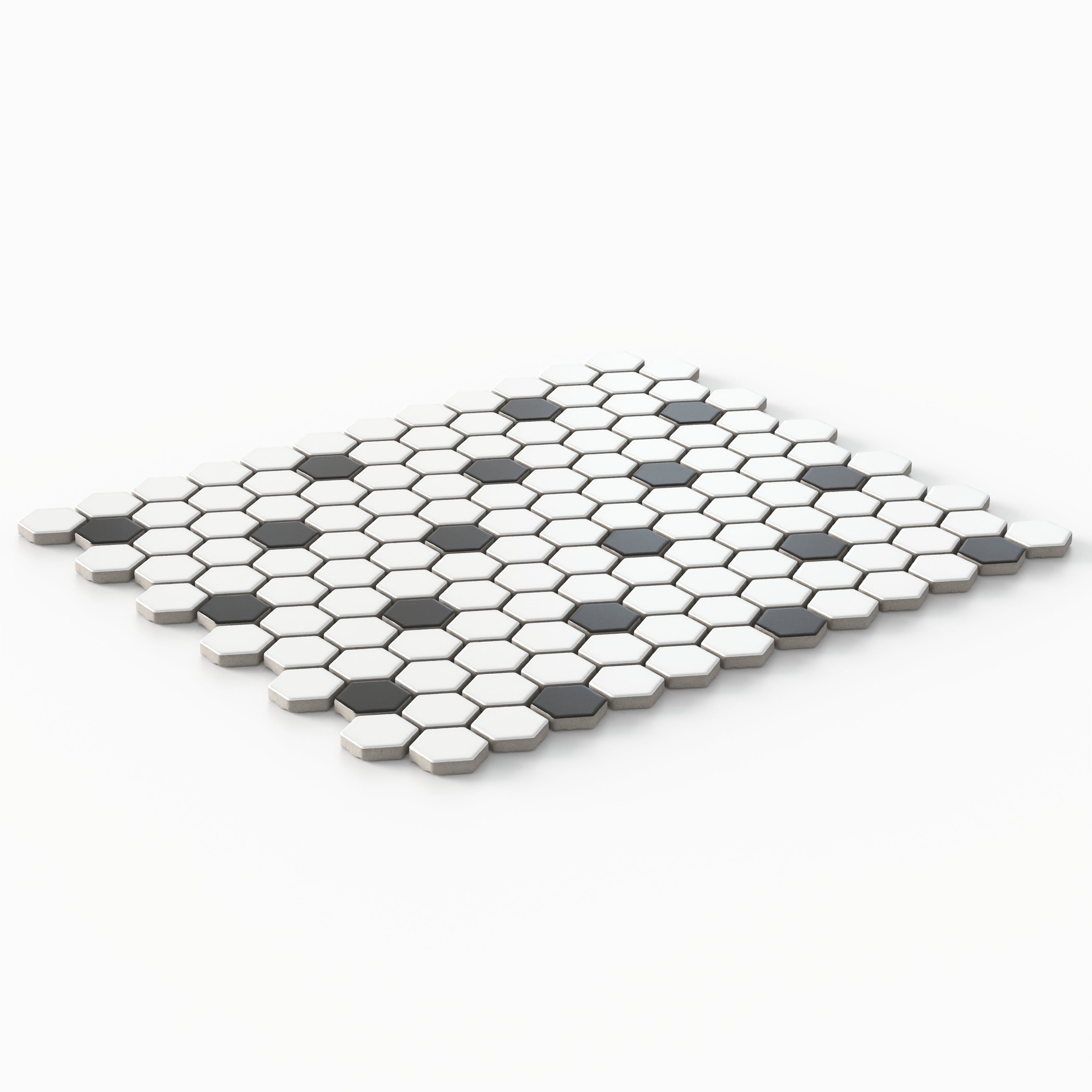 Quinn 12x12 Matte Porcelain 1x1 Hexagon Mosaic Tile in Black & White