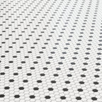 Quinn 12x12 Matte Porcelain 1x1 Hexagon Mosaic Tile in Black & White
