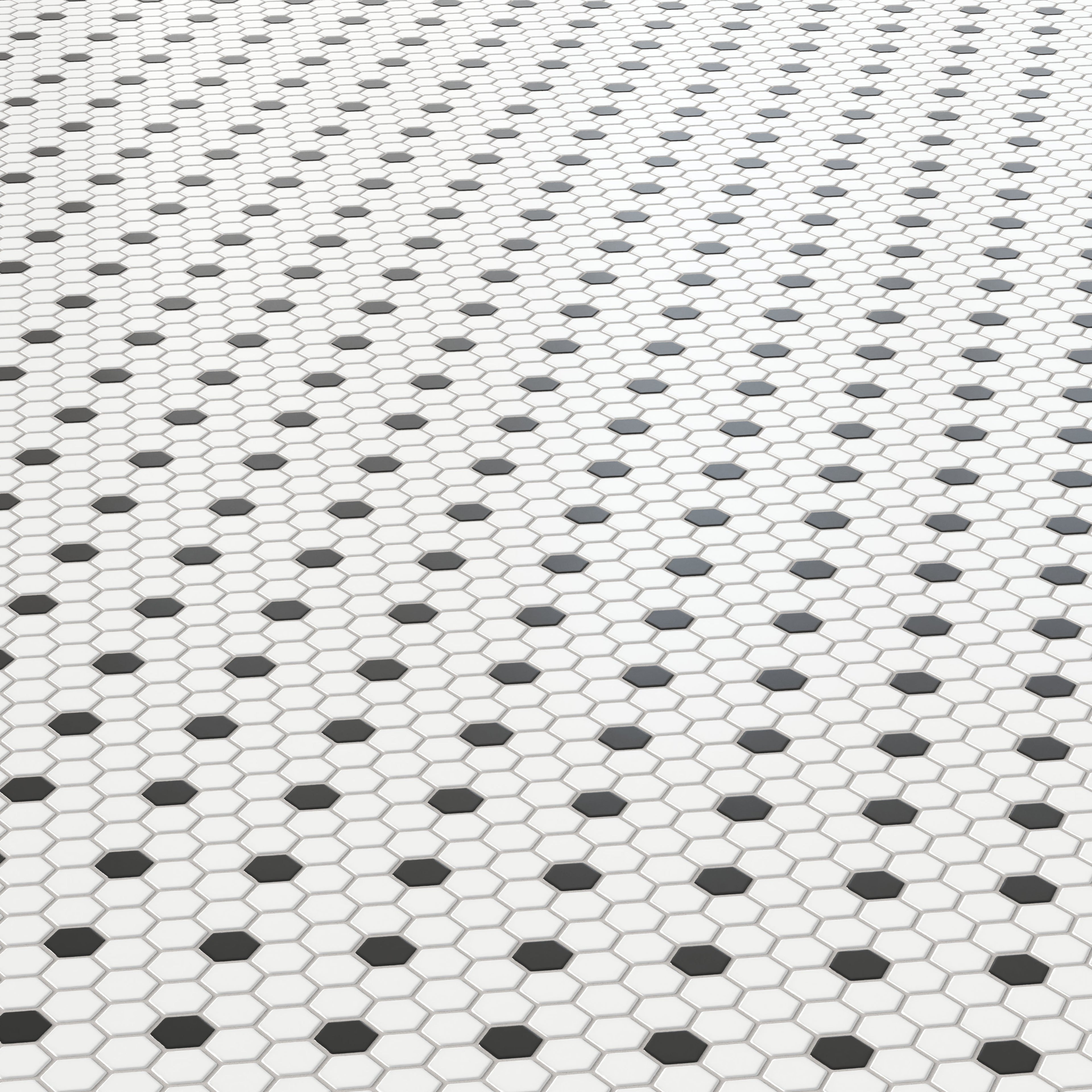 Quinn 12x12 Matte Porcelain 1x1 Hexagon Mosaic Tile in Black & White